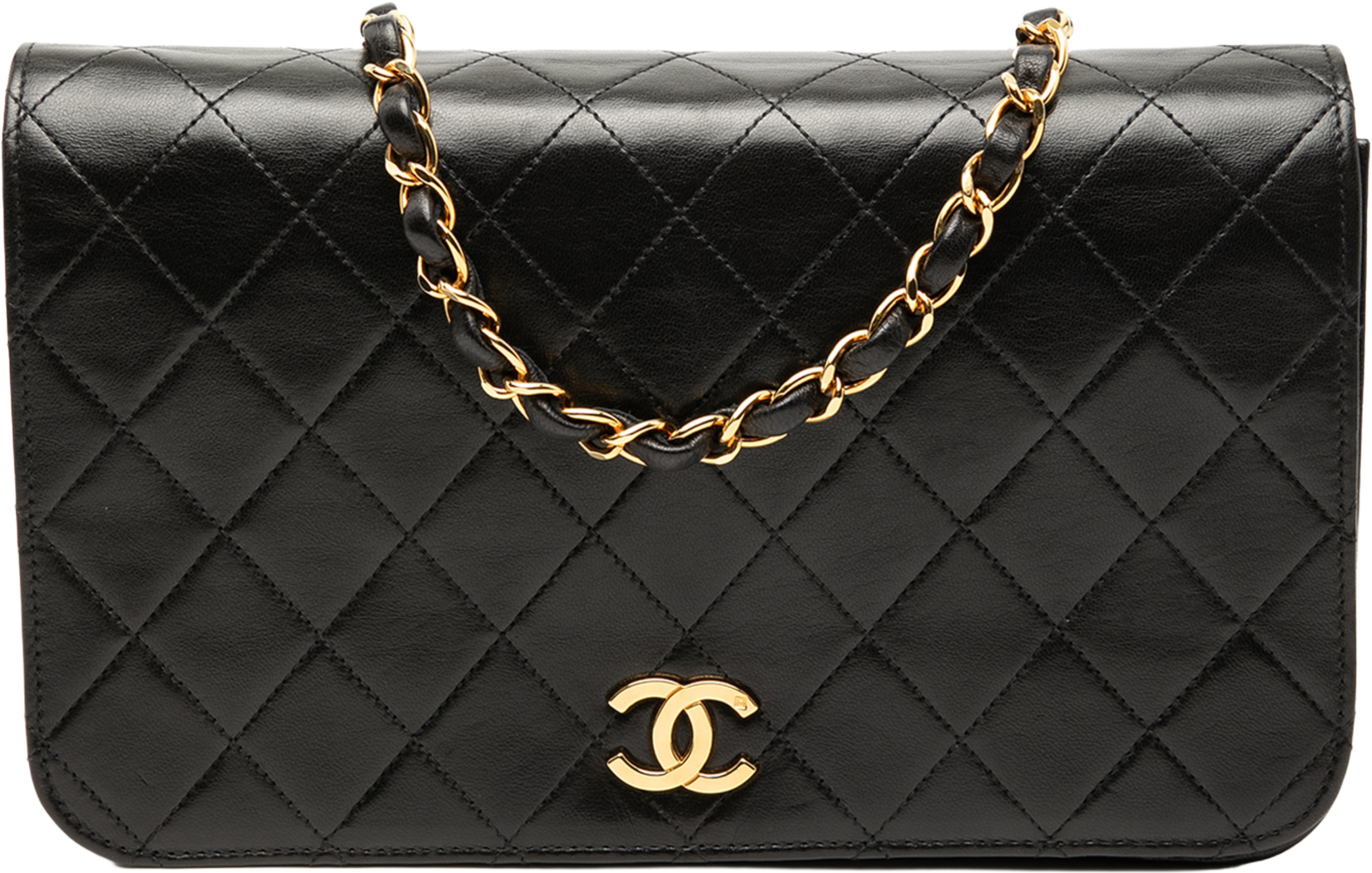 Chanel Cc Quilted Lambskin Full Single Flap, från Luxclusif, i färgen black. Klicka för att öppna bilden i stort format