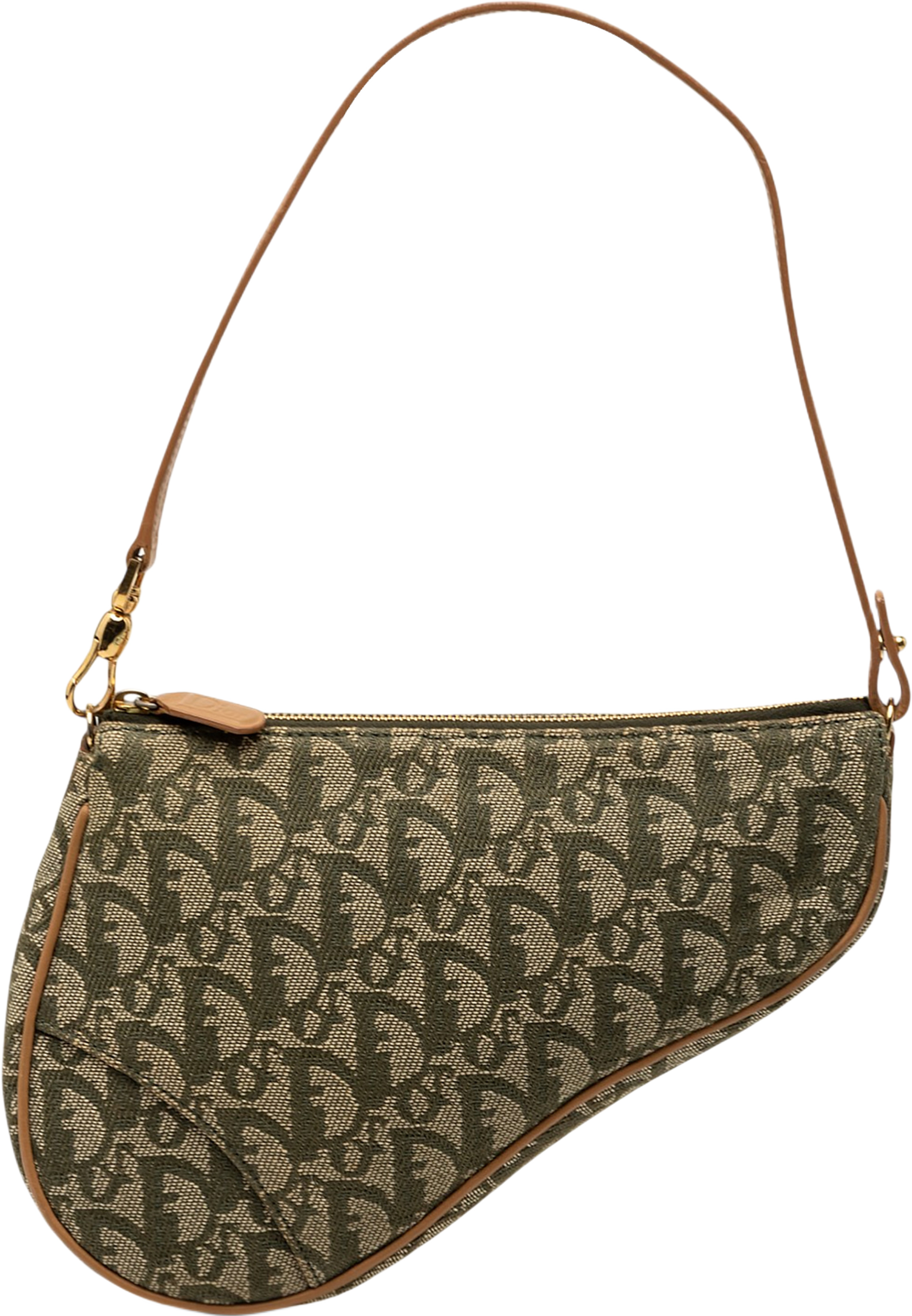Dior Mini Diorissimo Canvas Saddle Pochette, från Luxclusif, i färgen green. Klicka för att öppna bilden i stort format