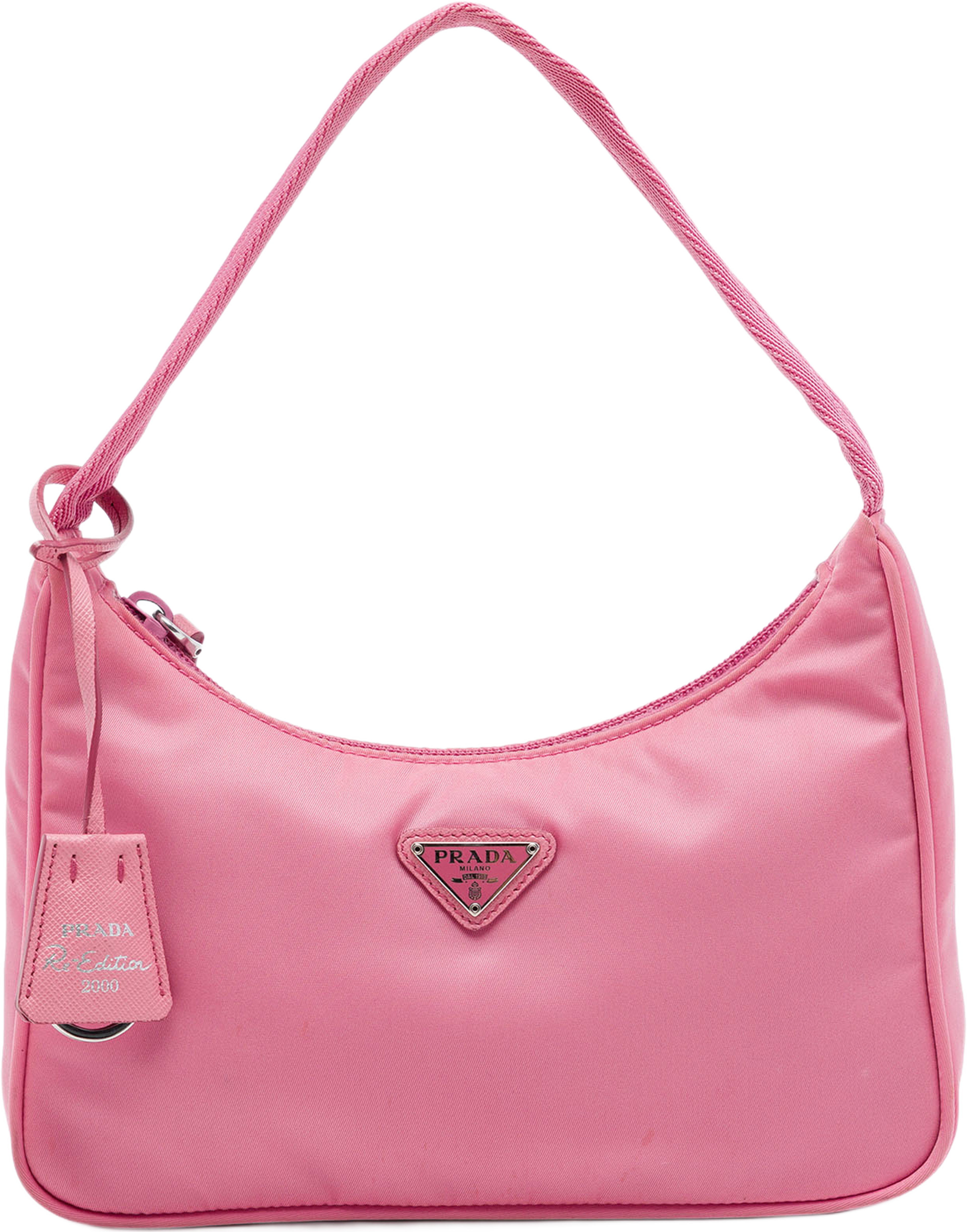 Prada Mini Tessuto Re Edition 2000 Shoulder Bag, från Luxclusif, i färgen rosa. Klicka för att öppna bilden i stort format