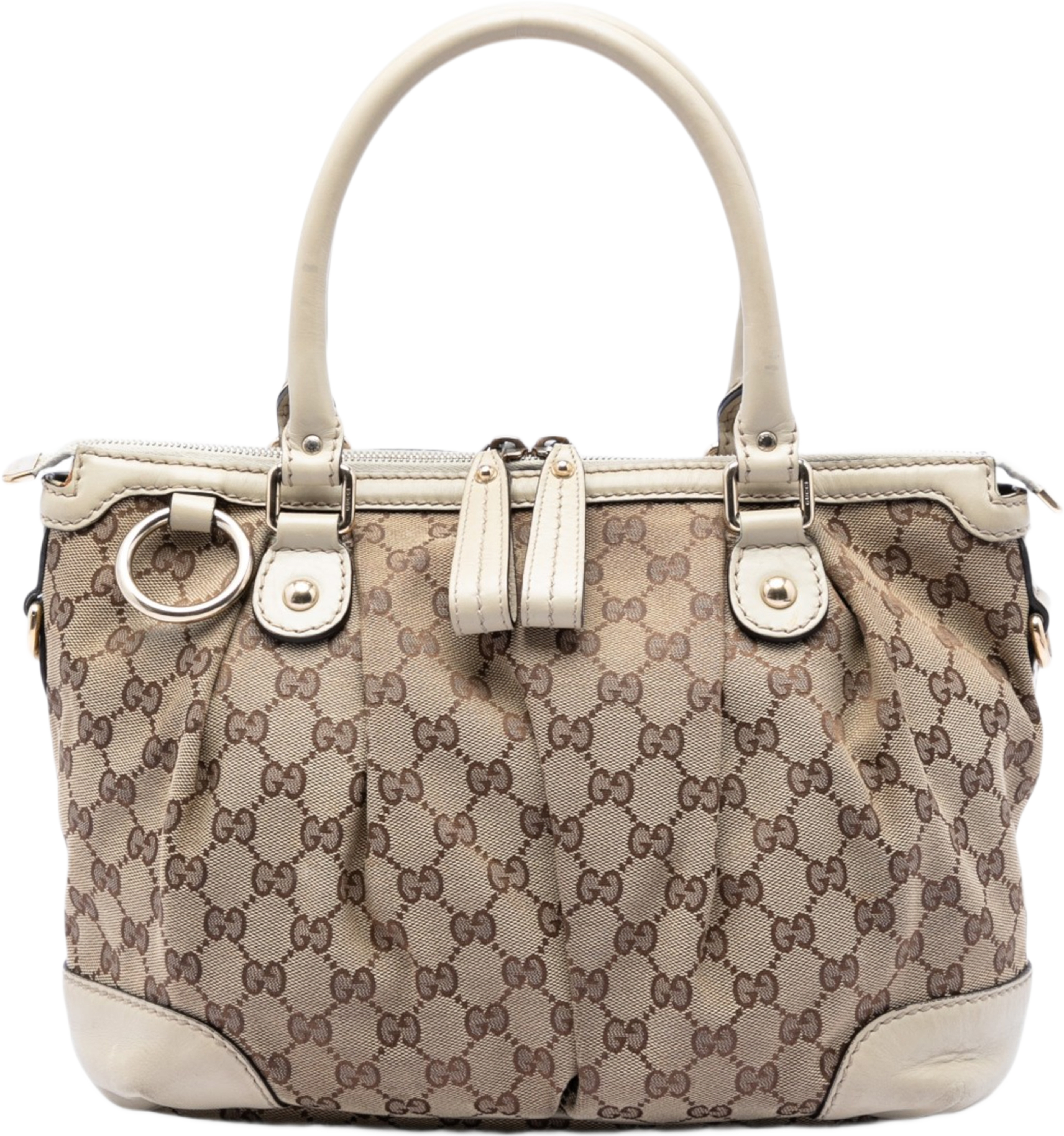 Gucci Gg Canvas Sukey Satchel, från Luxclusif, i färgen vit. Klicka för att öppna bilden i stort format