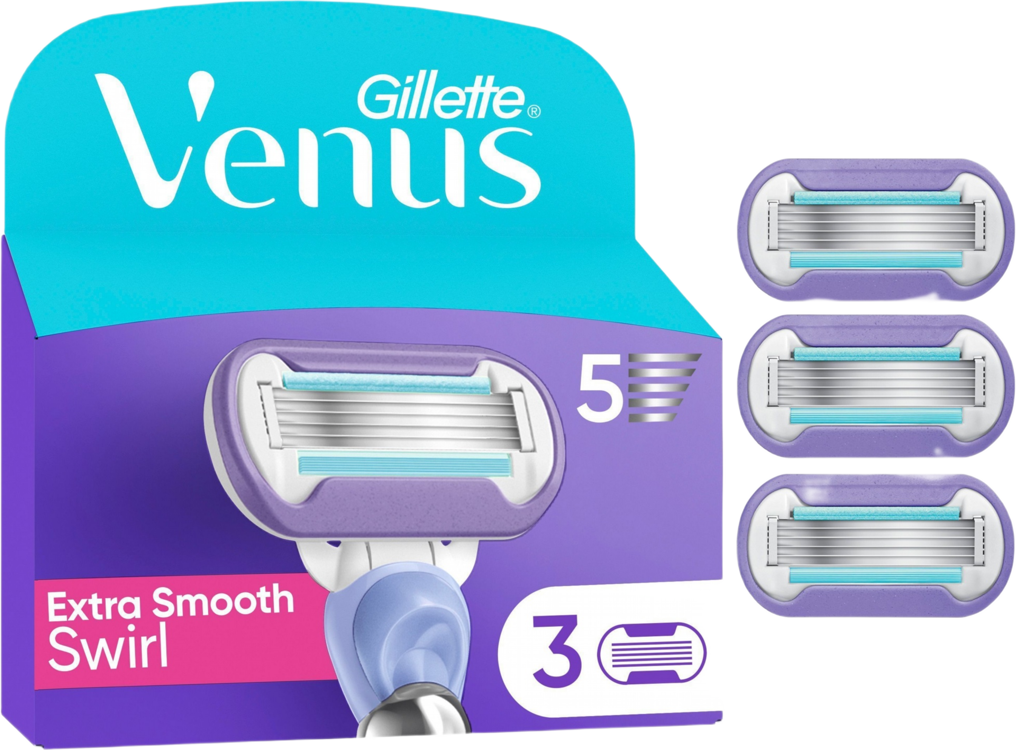 Gillette Venus Extra Smooth Swirl Rakblad, 3 st