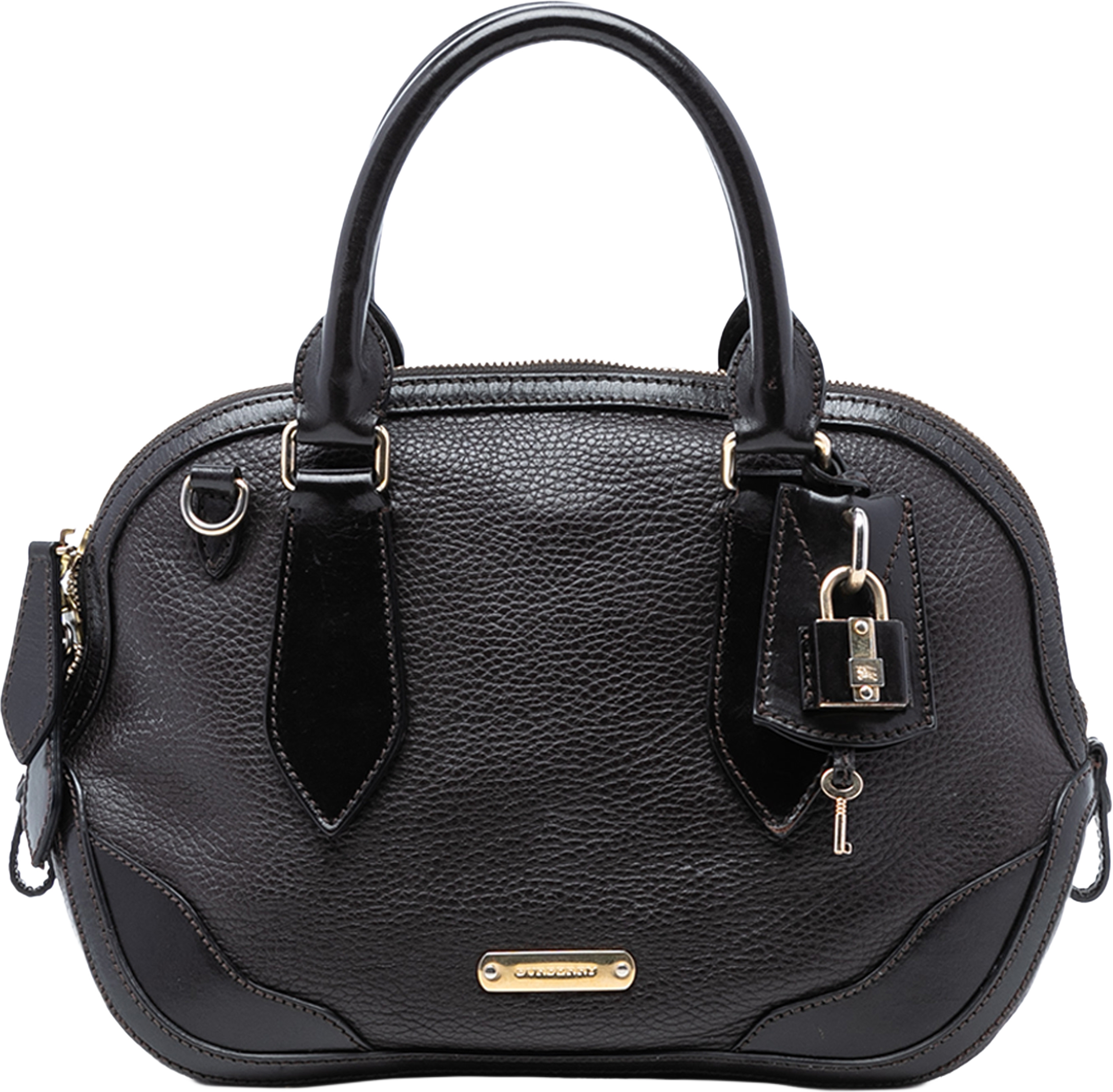 Burberry Small Grained Calfskin Orchard Bowling Bag, från Luxclusif, i färgen dark brown. Klicka för att öppna bilden i stort format