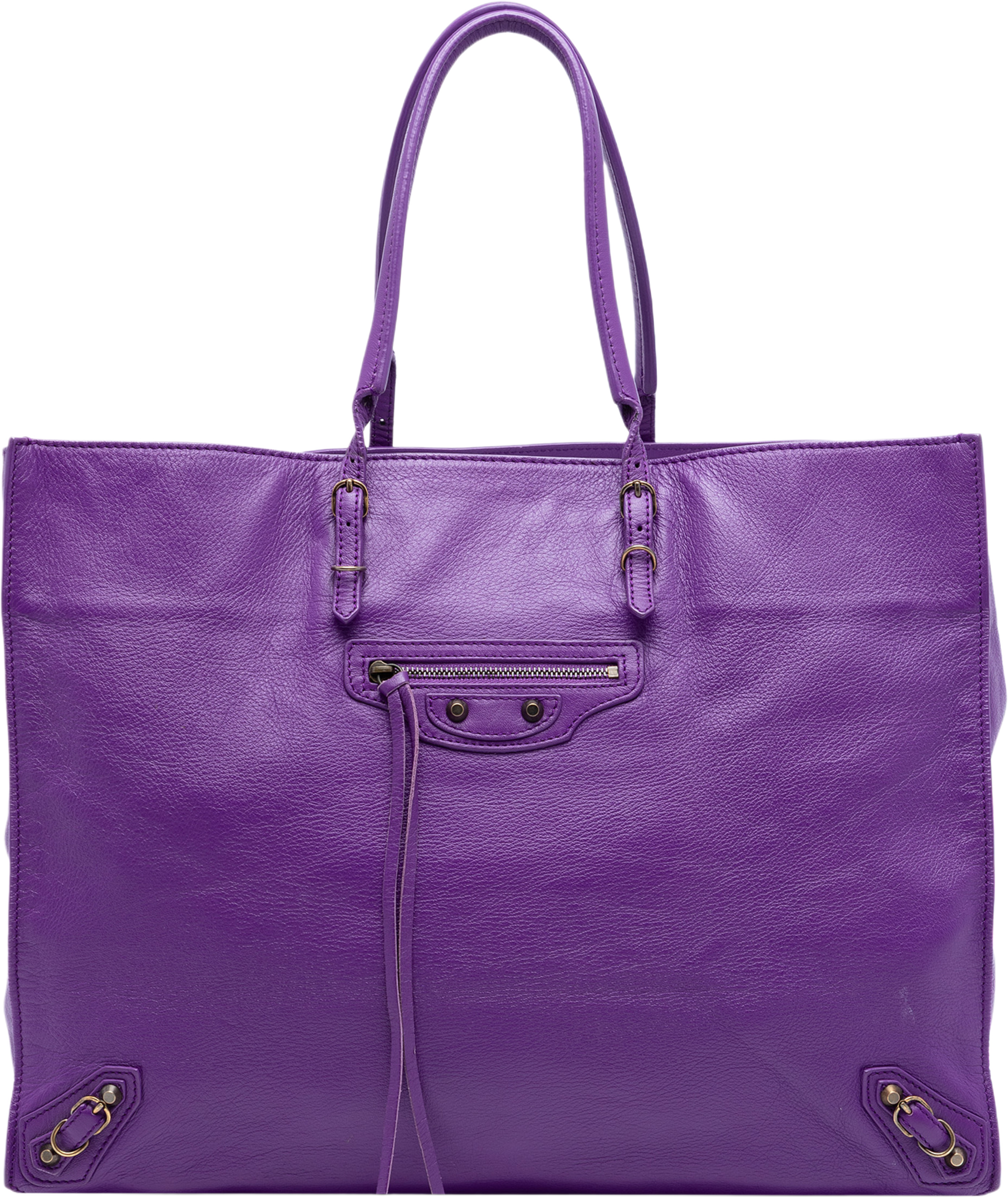 Balenciaga Leather Papier A4 Tote, från Luxclusif, i färgen dark purple. Klicka för att öppna bilden i stort format