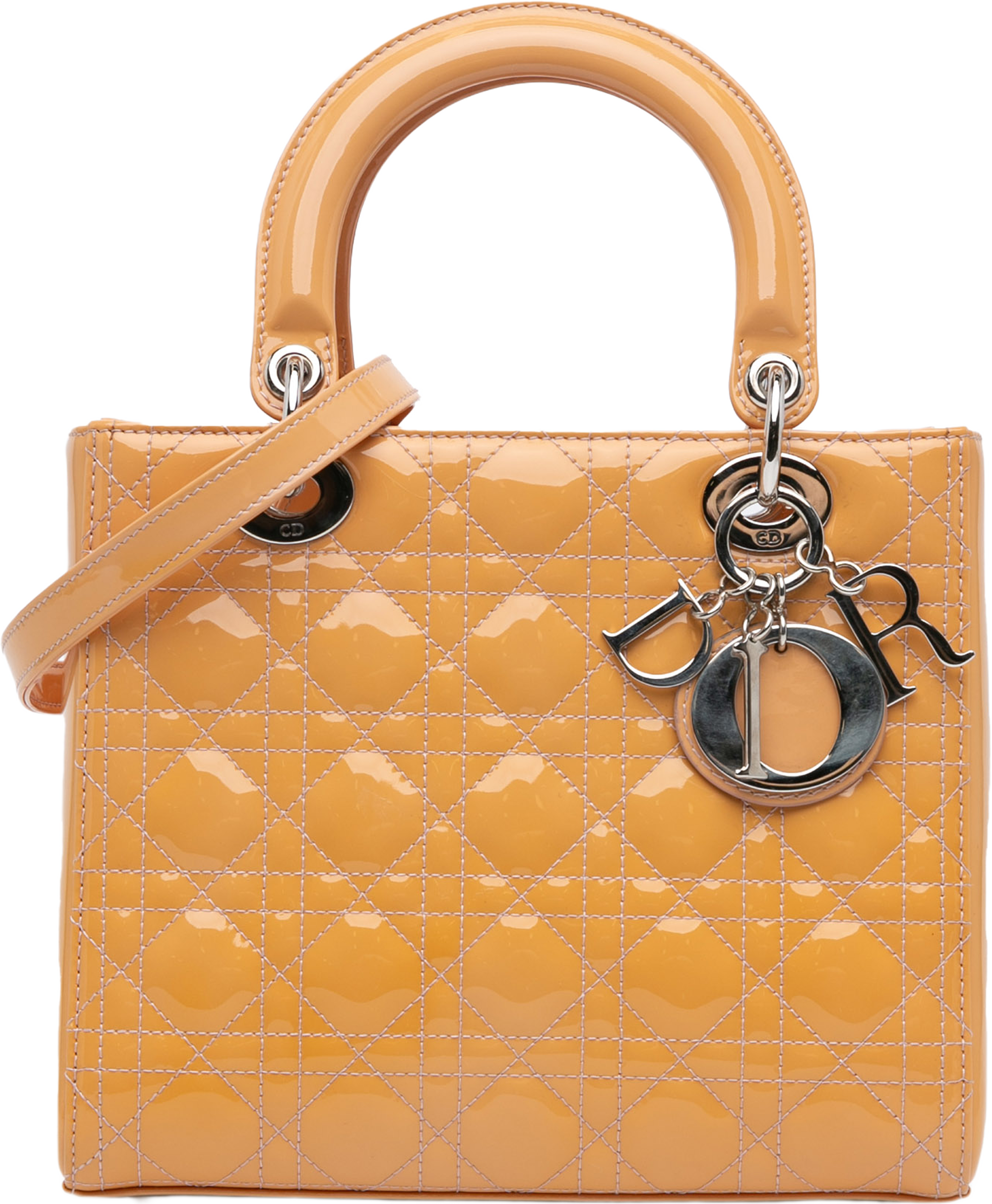 Dior Medium Patent Cannage Lady Dior, från Luxclusif, i färgen caramel. Klicka för att öppna bilden i stort format