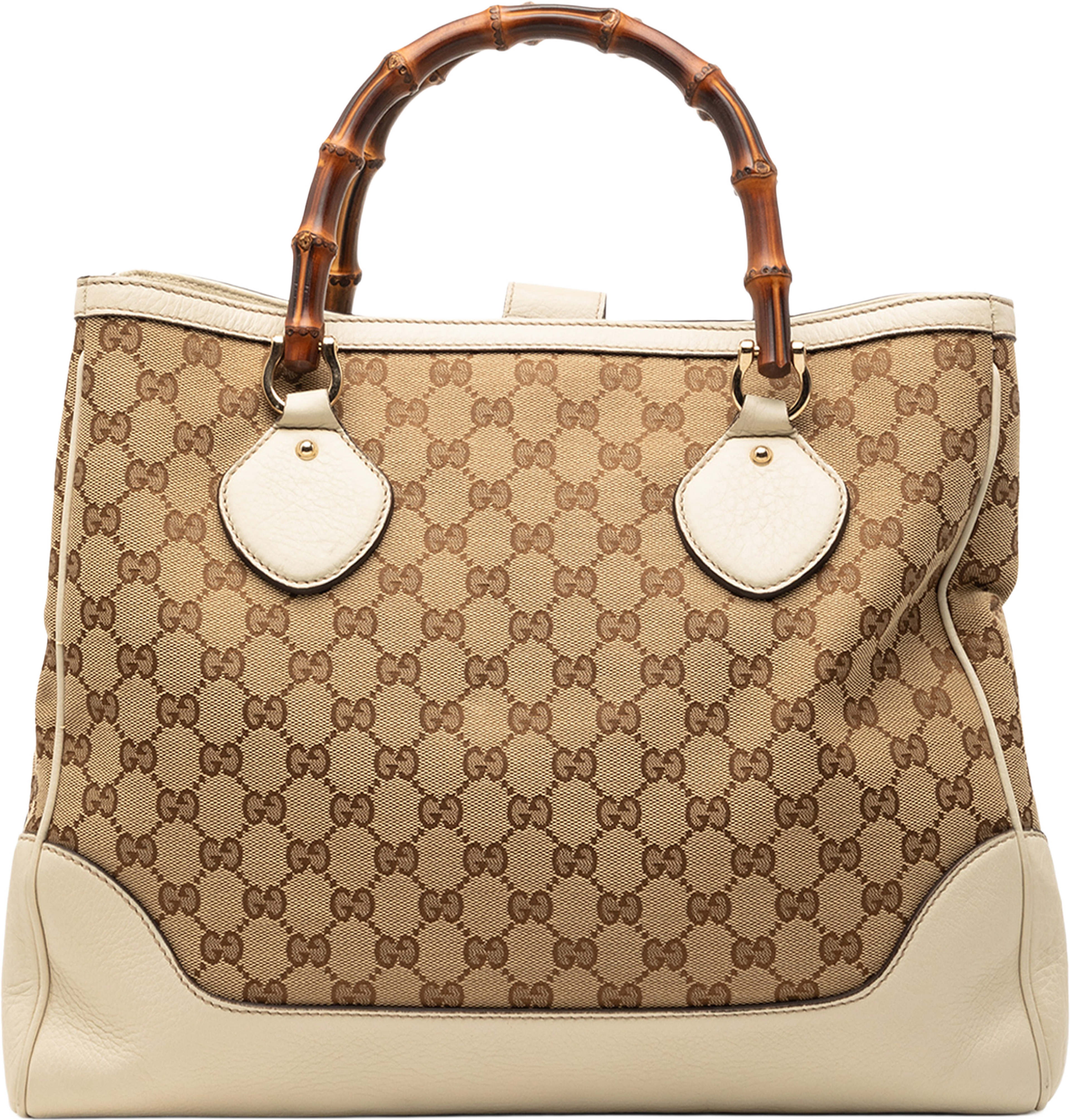 Gucci Medium Gg Canvas Bamboo Diana Tote, från Luxclusif, i färgen beige. Klicka för att öppna bilden i stort format