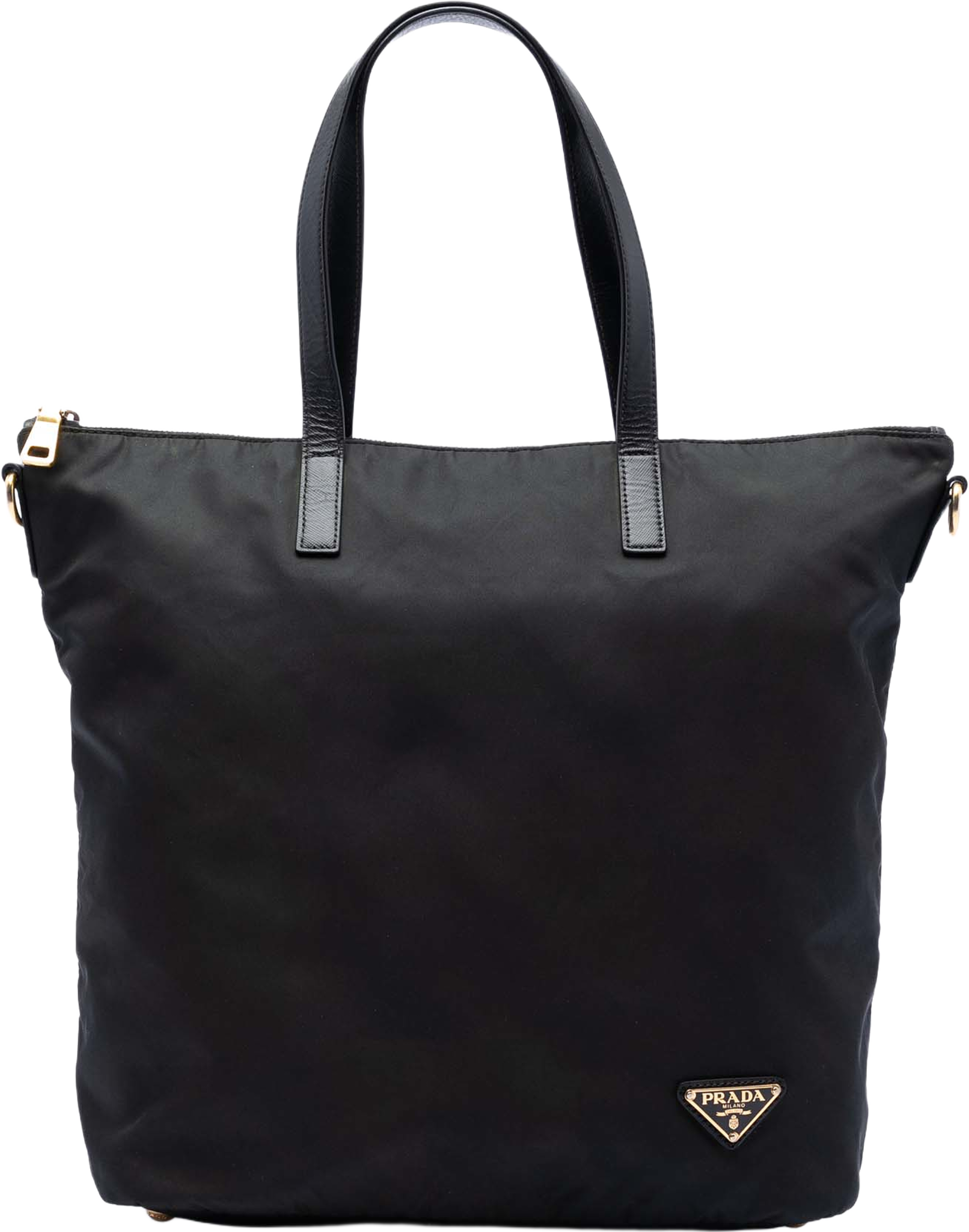 Prada Tessuto Zip Top Convertible Tote, från Luxclusif, i färgen dark brown. Klicka för att öppna bilden i stort format