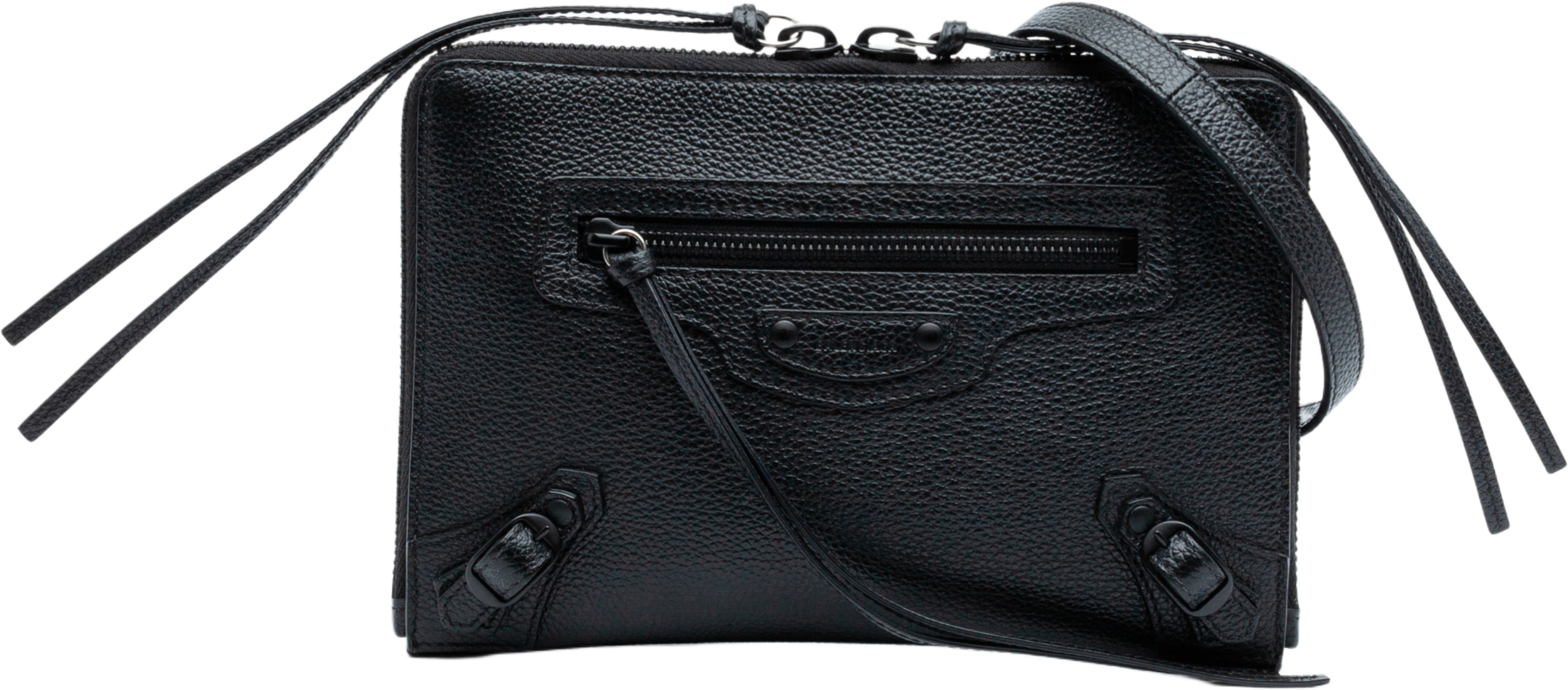 Balenciaga Grained Calfskin Neo Classic Zip Around Crossbody, från Luxclusif, i färgen black. Klicka för att öppna bilden i stort format