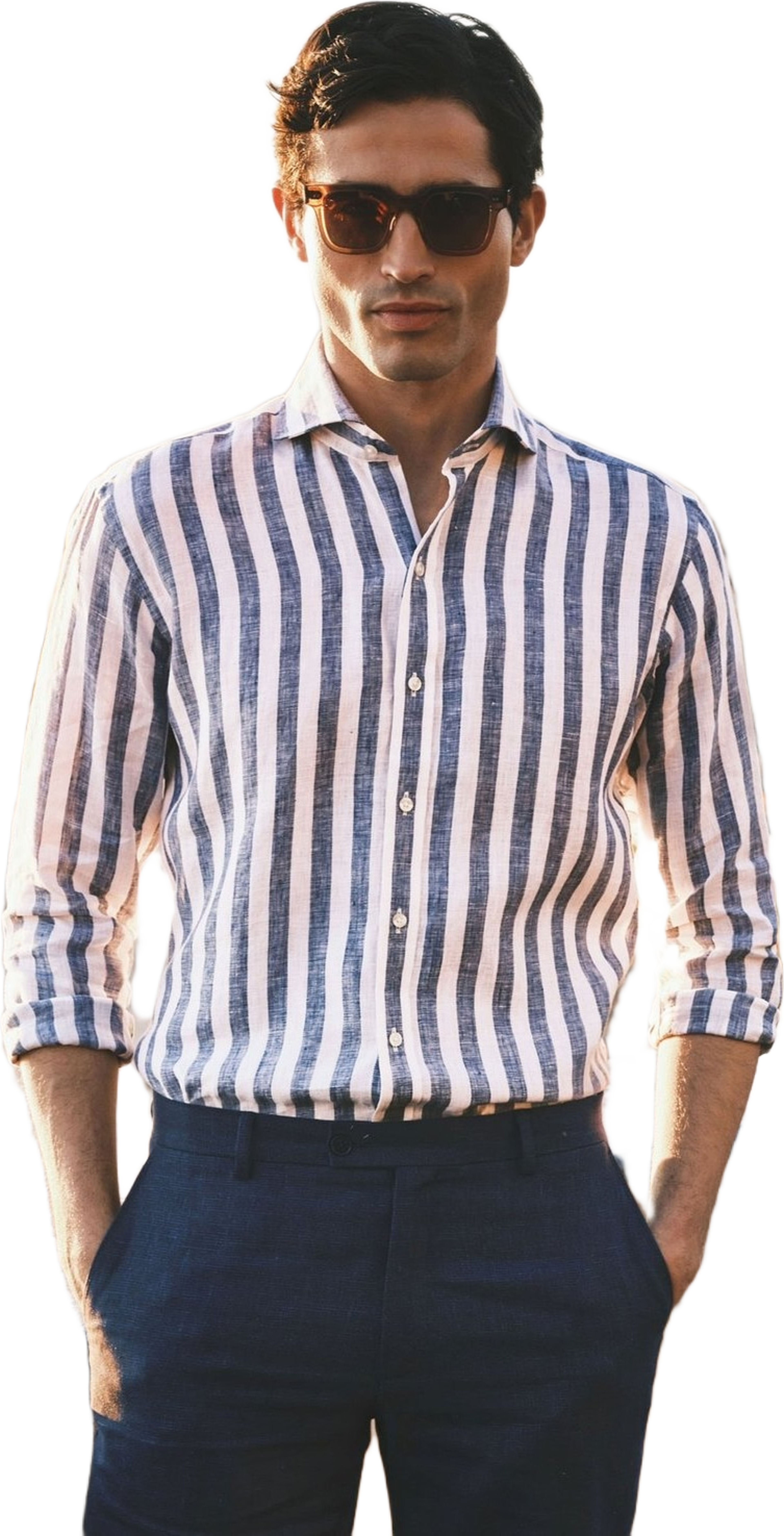Linen Block Striped Smart Shirt (orion)