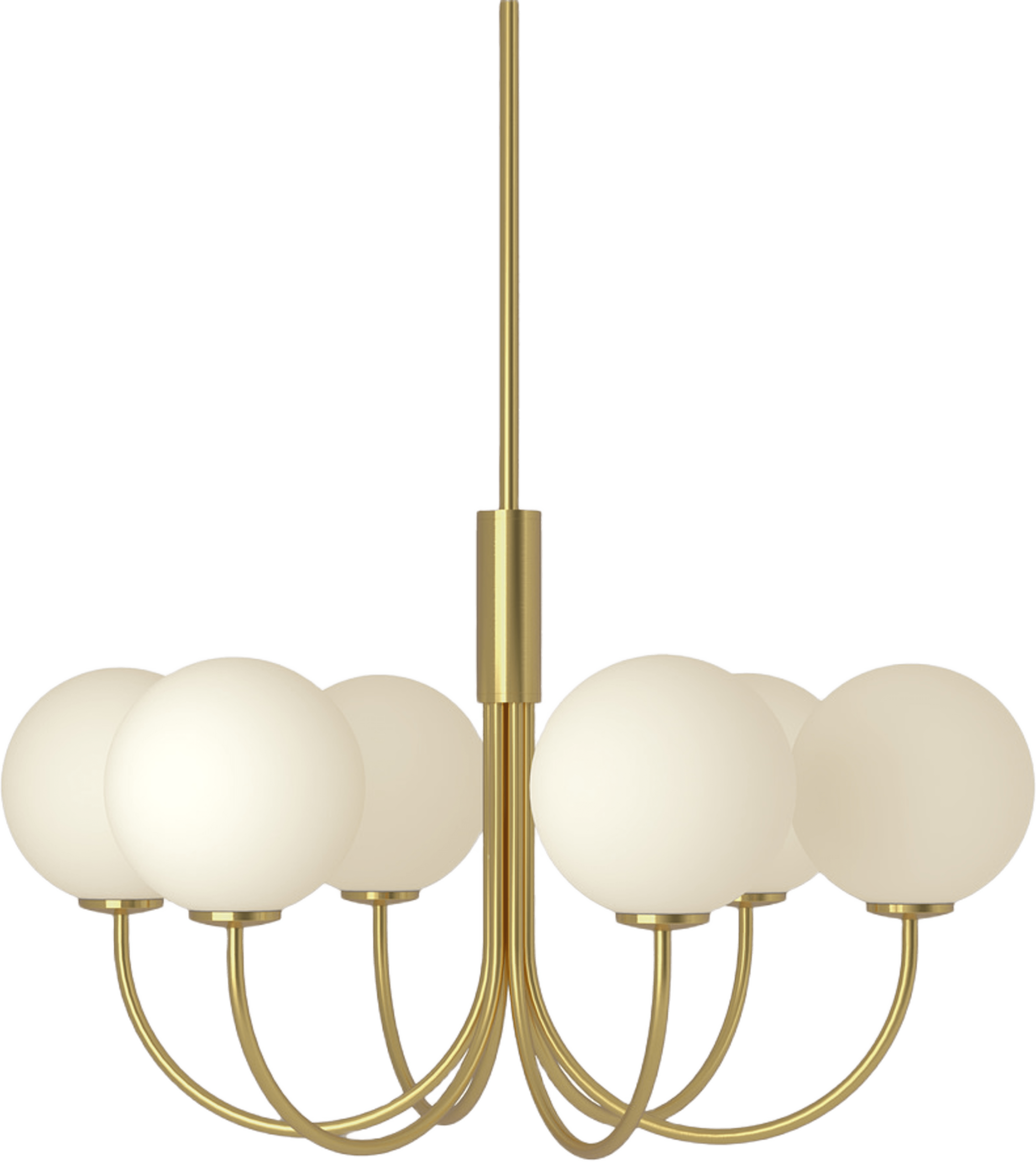 Krona Ballon 6, från Herstal, i färgen satin brass/opal glas. Klicka för att öppna bilden i stort format