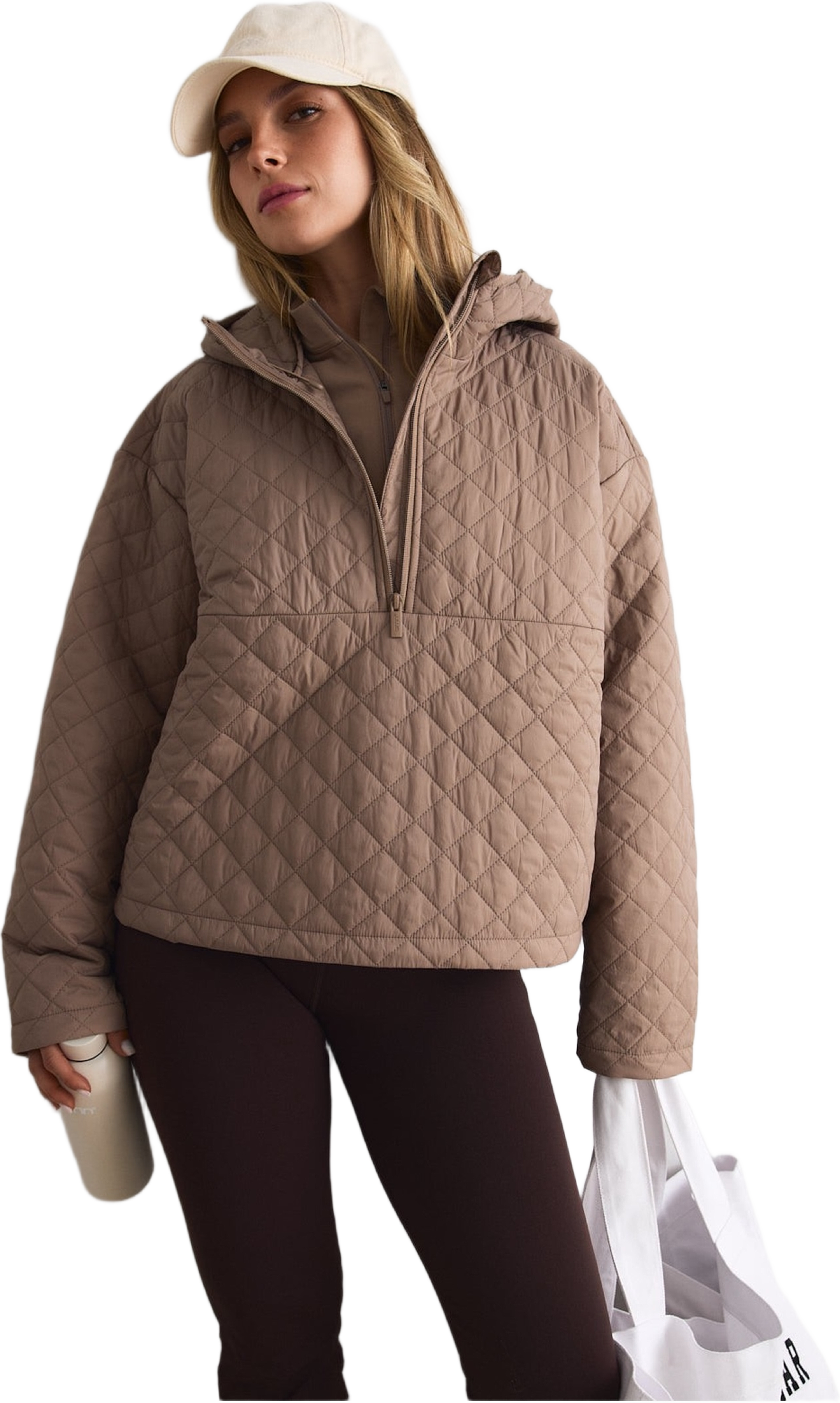 Cropped Quilted Anorak, från aim'n, i färgen espresso. Klicka för att öppna bilden i stort format