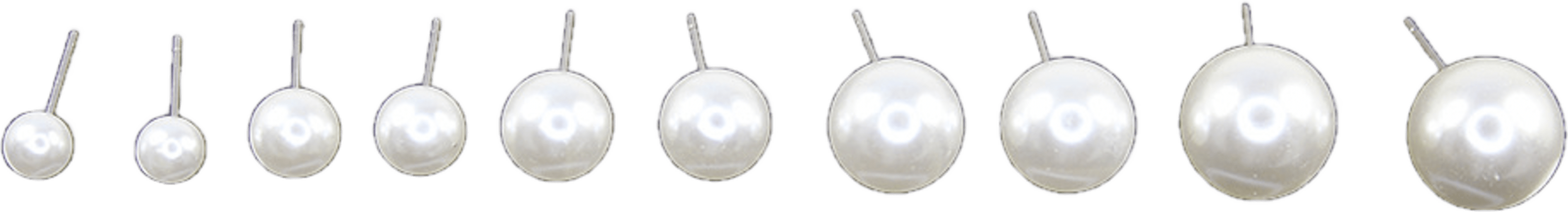 5 par örhängen med pärlor, 6 mm + 8 mm+ 10 mm + 12 mm + 14mm