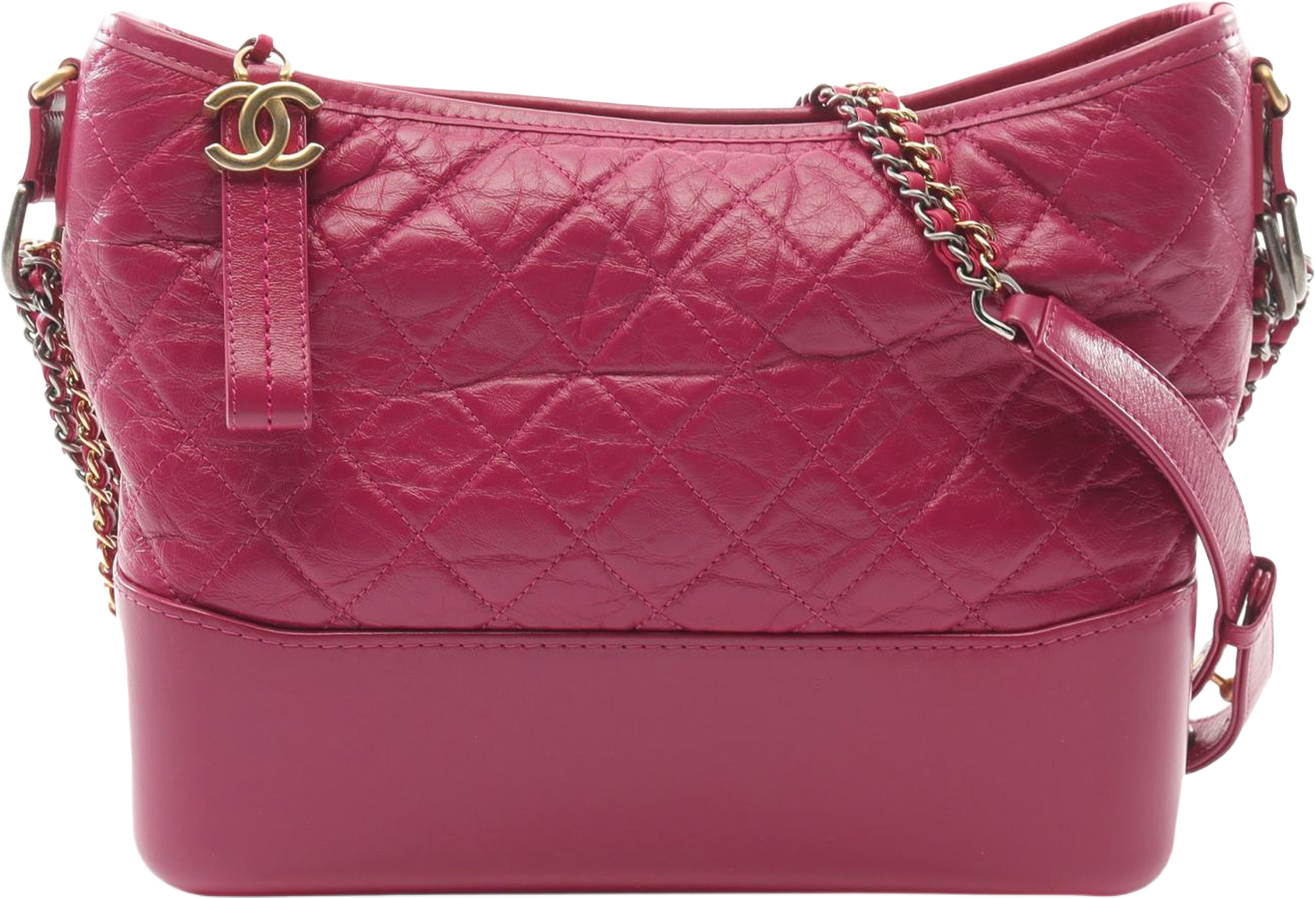 Chanel Medium Aged Calfskin Gabrielle Crossbody, från Luxclusif, i färgen dark pink. Klicka för att öppna bilden i stort format