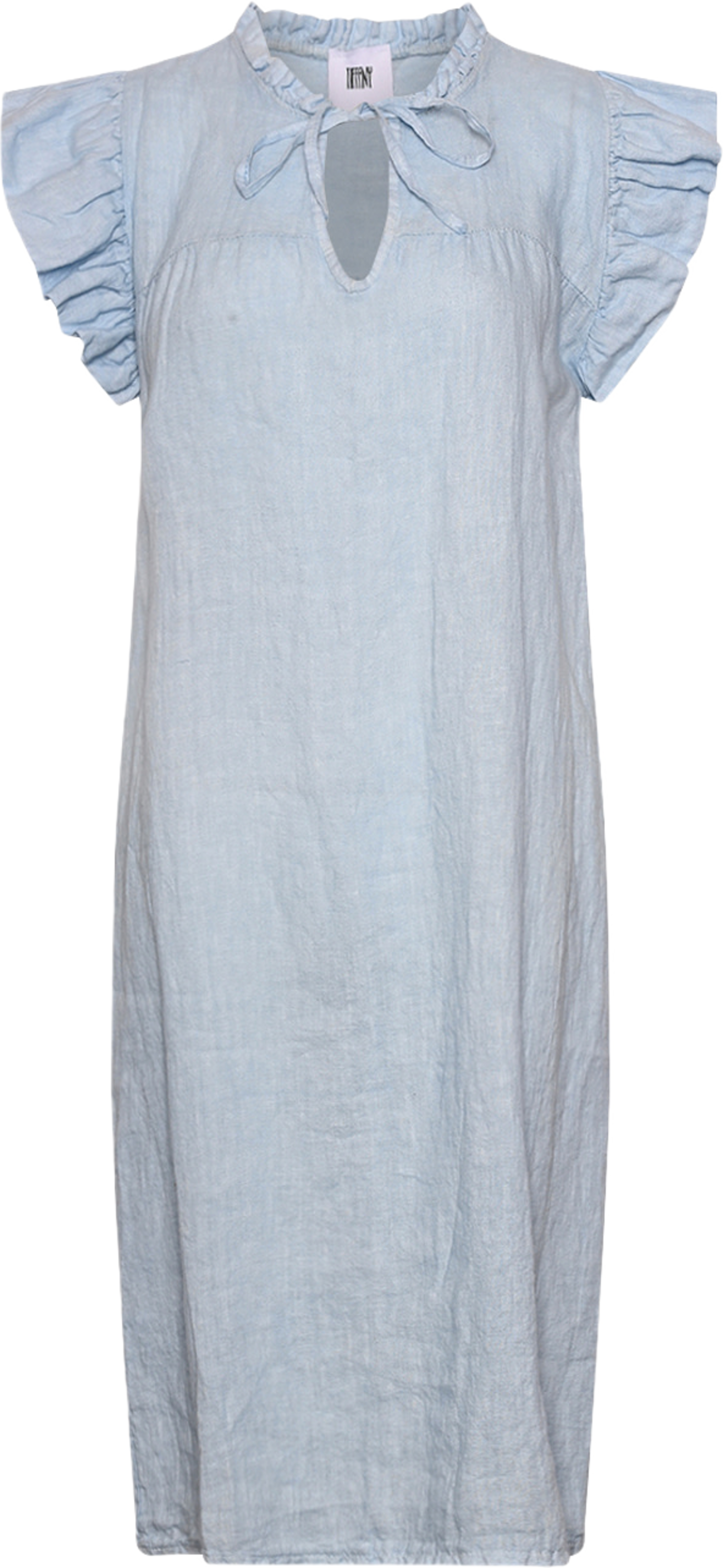 Etta, Frill Dress, Linen - Light Blue