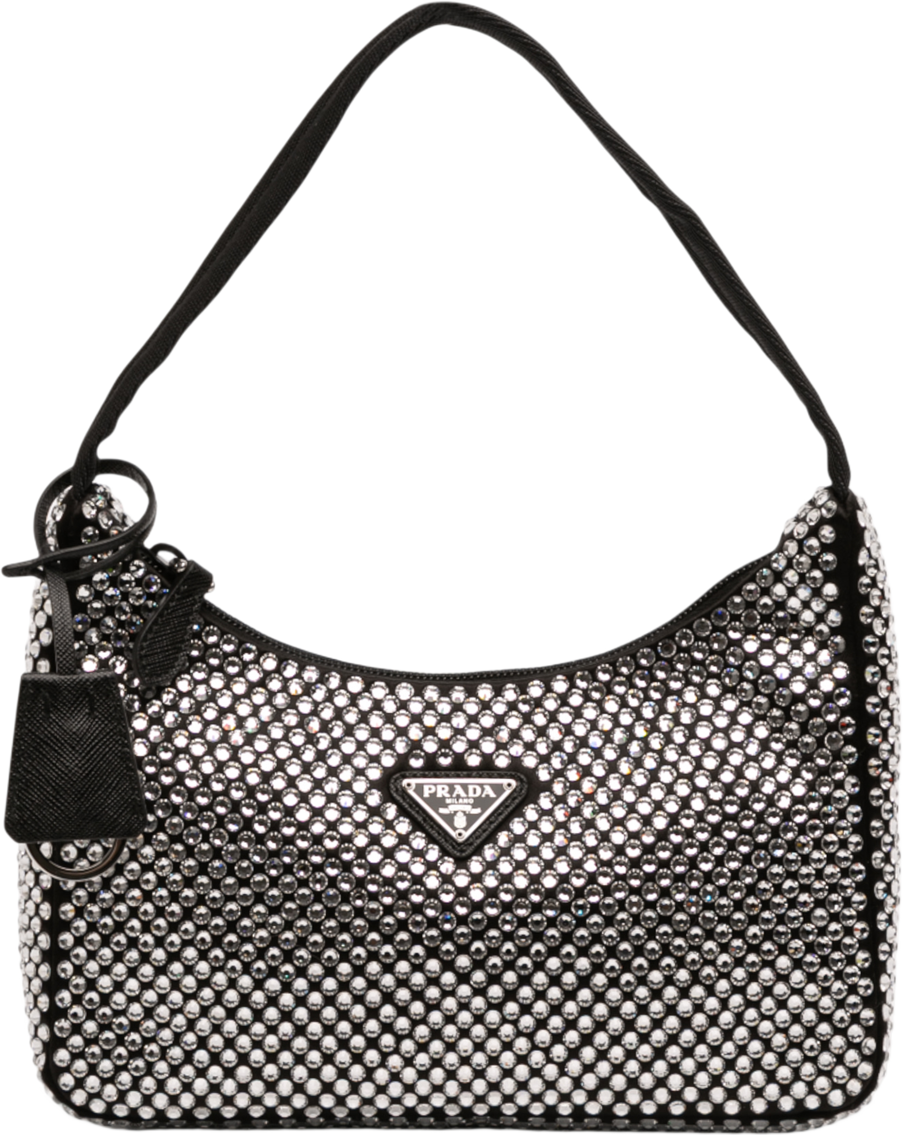 Prada Mini Satin Crystal Re Edition 2000 Shoulder Bag, från Luxclusif, i färgen black. Klicka för att öppna bilden i stort format