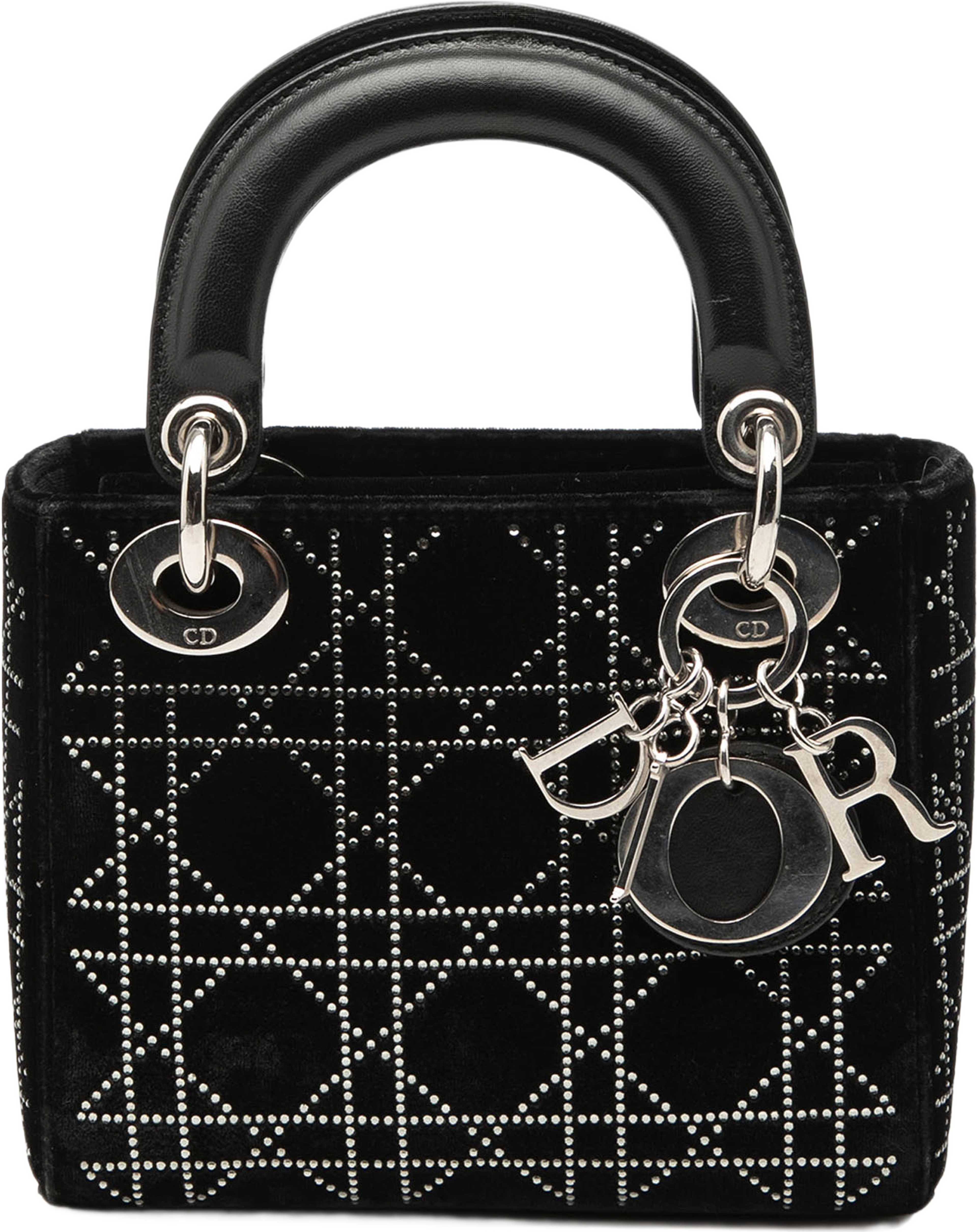 Dior Mini Velvet Cannage Strass Embellished Lady Dior, från Luxclusif, i färgen black. Klicka för att öppna bilden i stort format