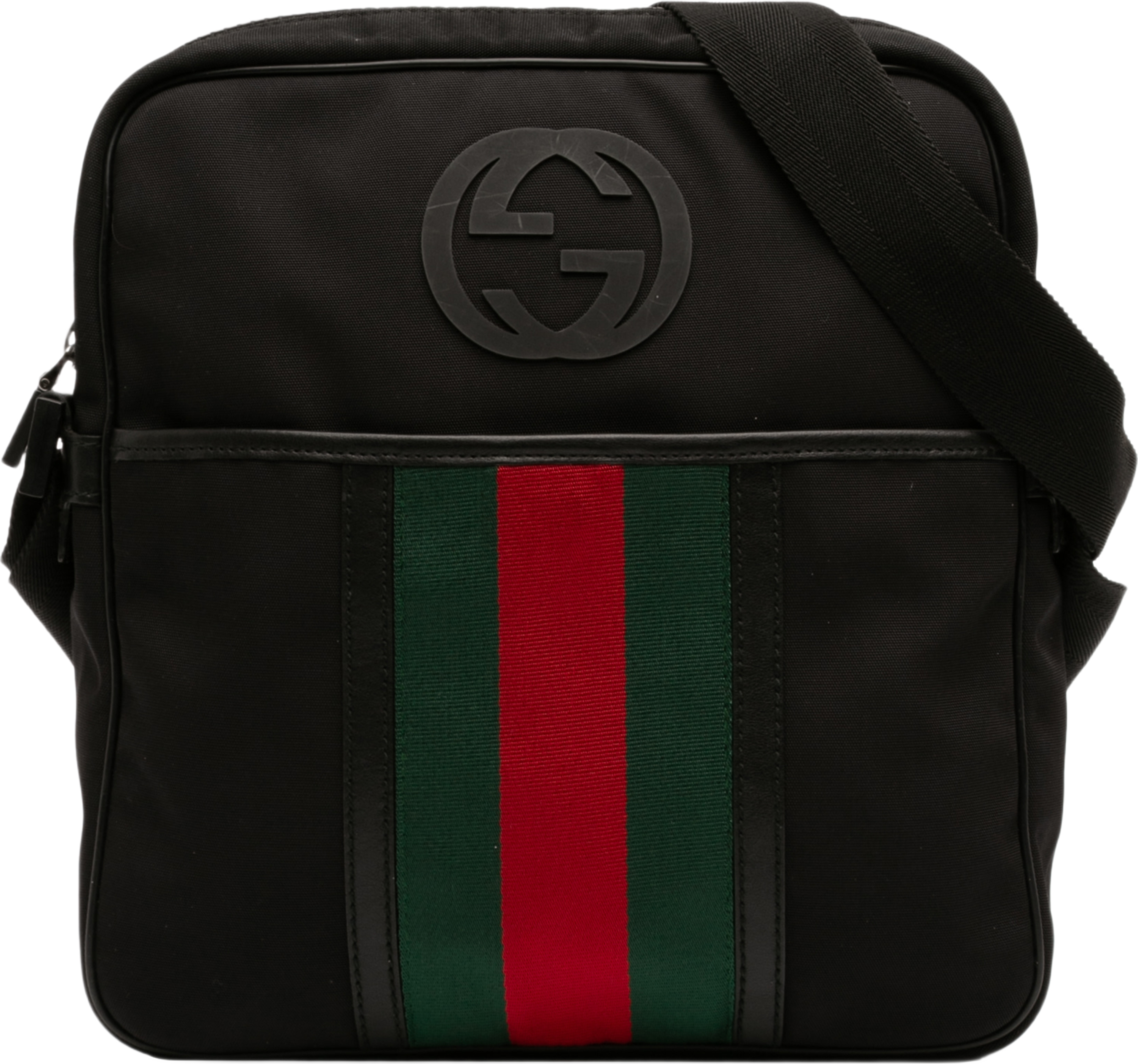 Gucci Nylon Interlocking G Web Crossbody, från Luxclusif, i färgen svart. Klicka för att öppna bilden i stort format