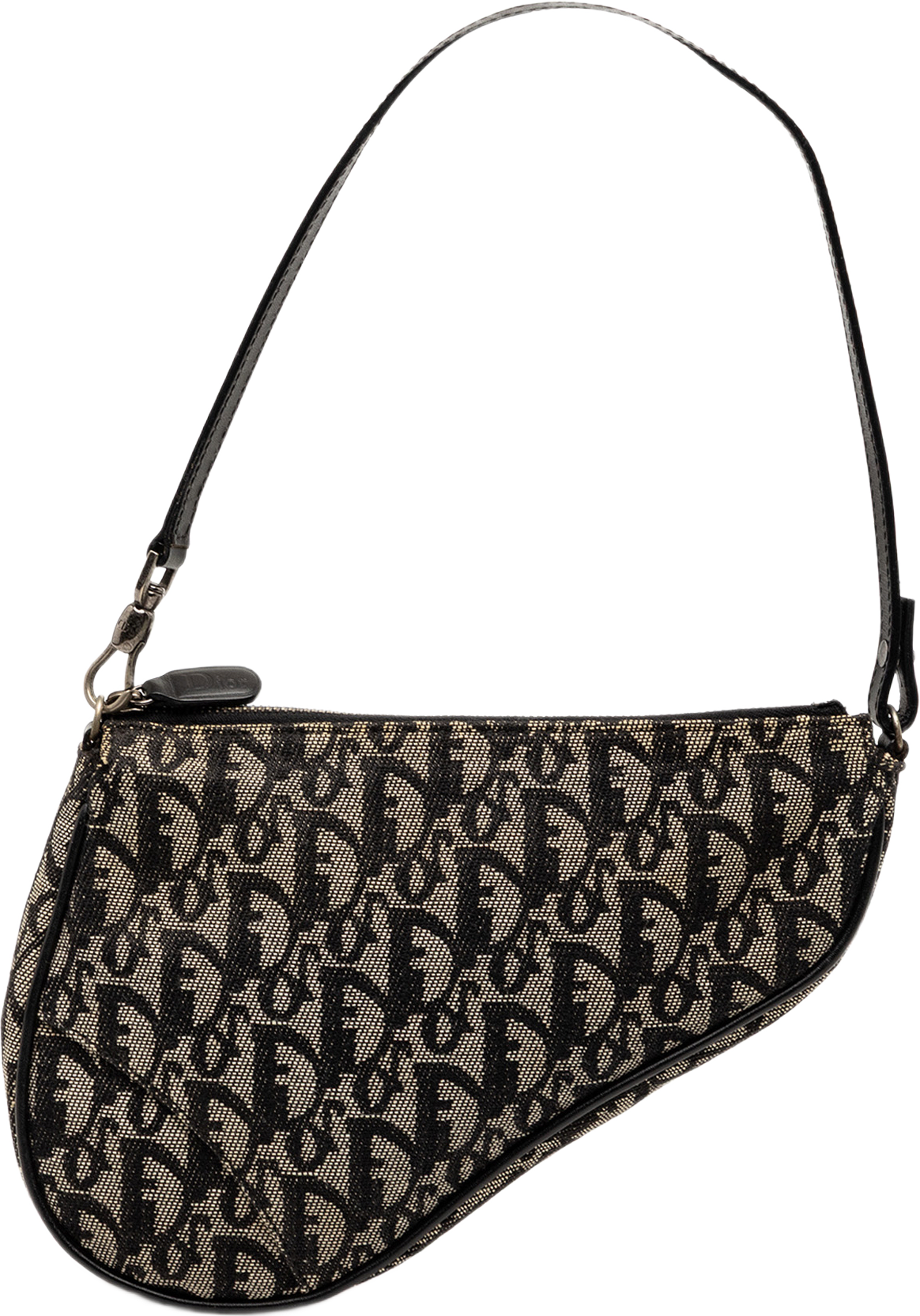 Dior Mini Diorissimo Canvas Saddle Pochette, från Luxclusif, i färgen black. Klicka för att öppna bilden i stort format