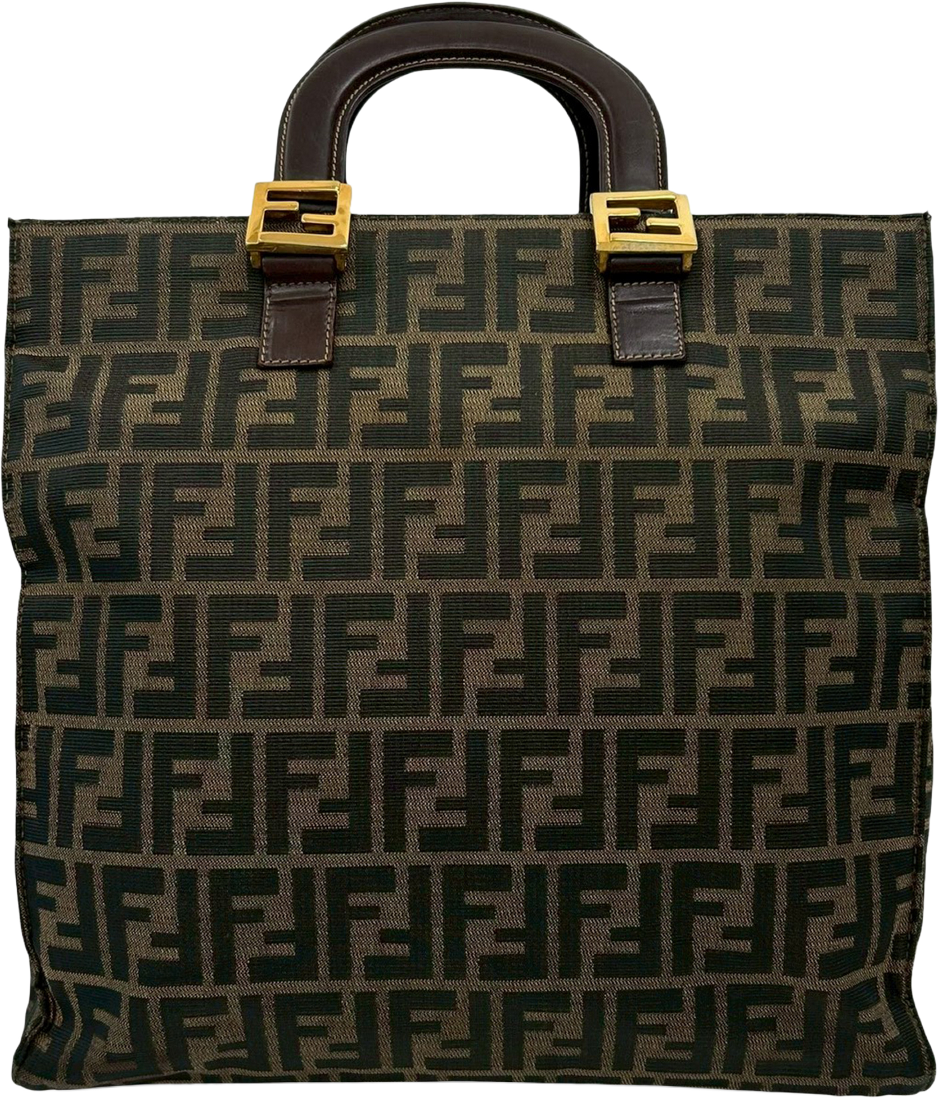 Fendi Zucca Canvas Twins Tote, från Luxclusif, i färgen brown. Klicka för att öppna bilden i stort format