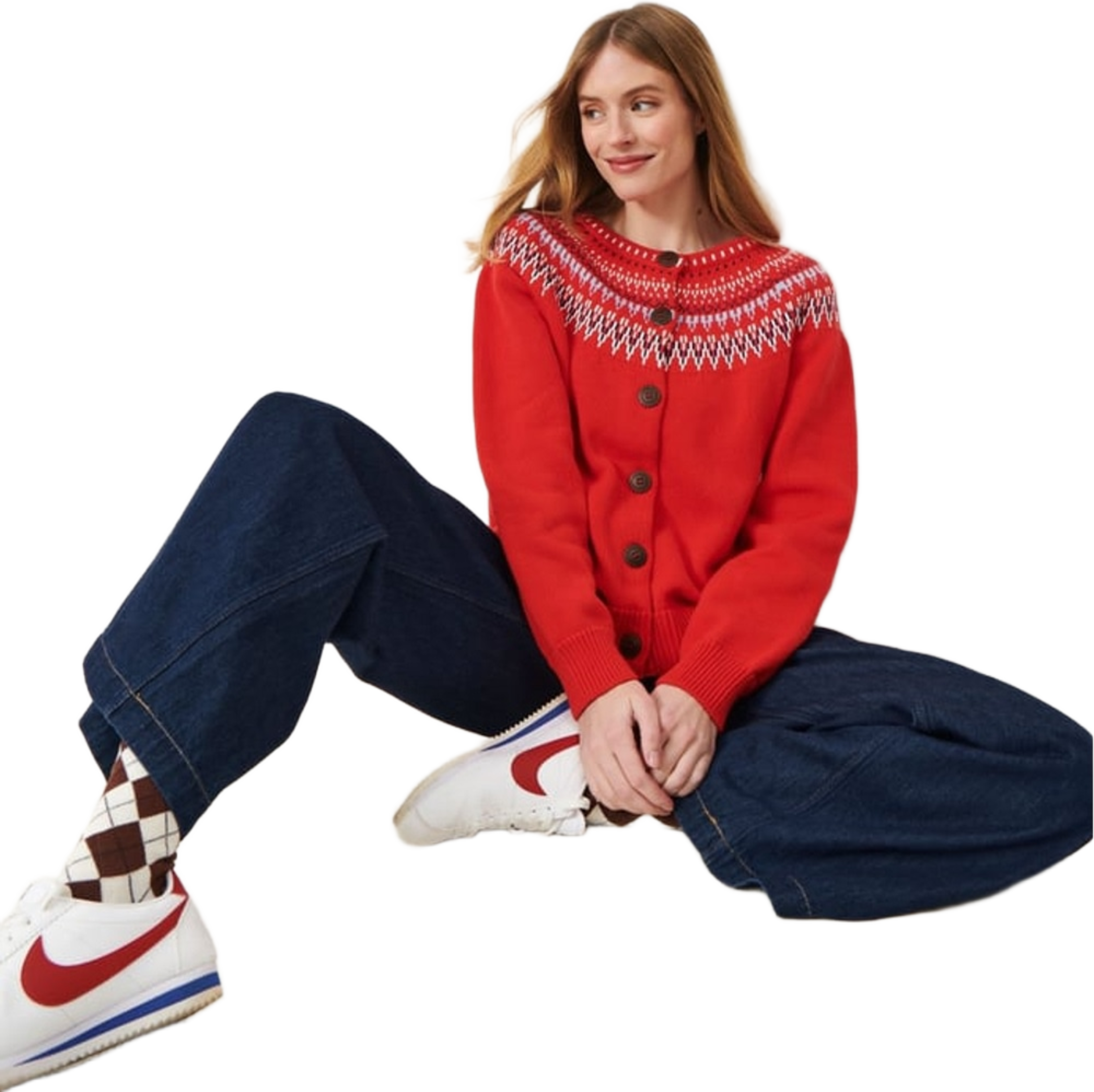 Joelle Cotton Cardigan -Red, från Jumperfabriken, i färgen red. Klicka för att öppna bilden i stort format