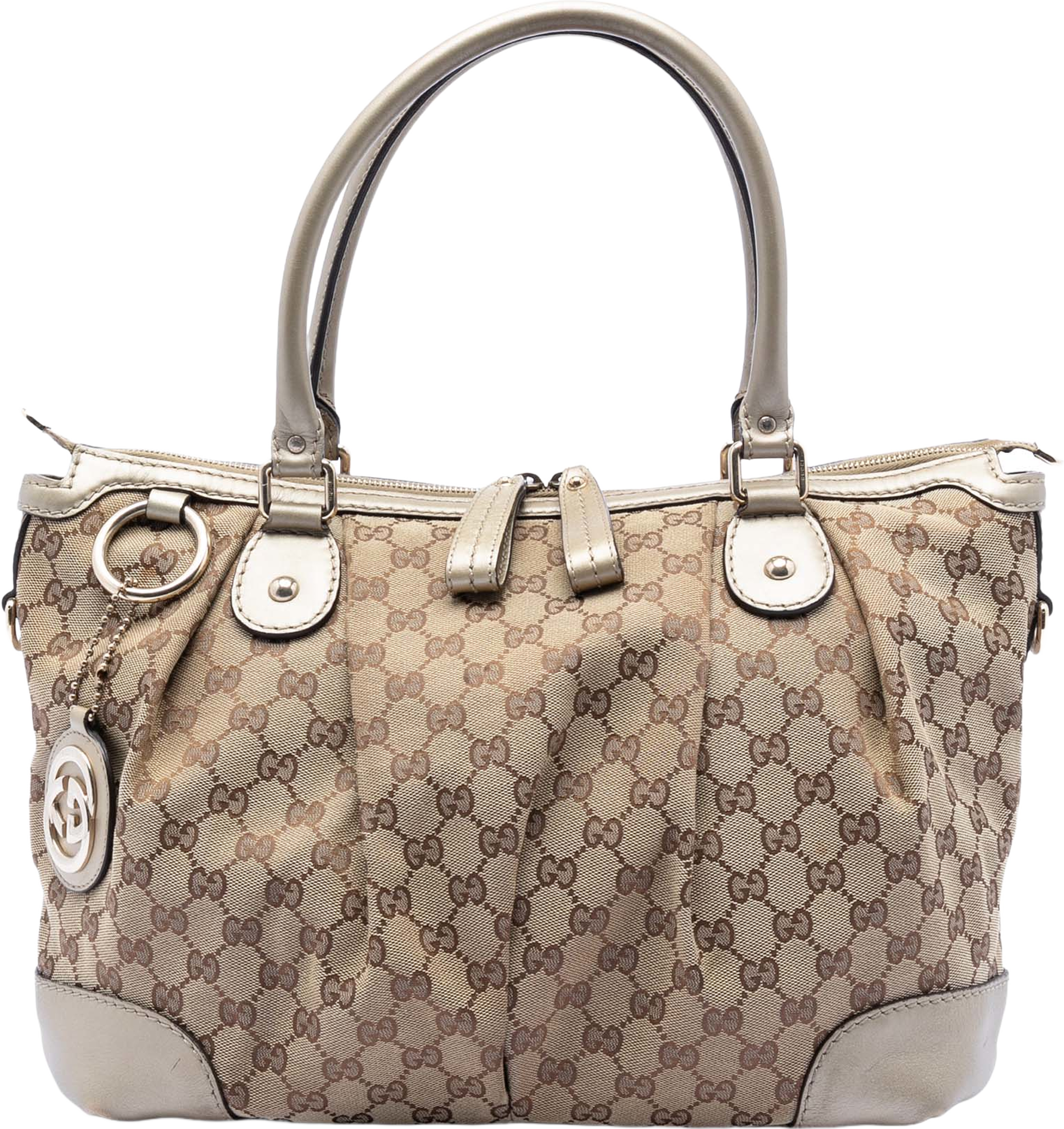Gucci Gg Canvas Sukey Satchel, från Luxclusif, i färgen beige. Klicka för att öppna bilden i stort format