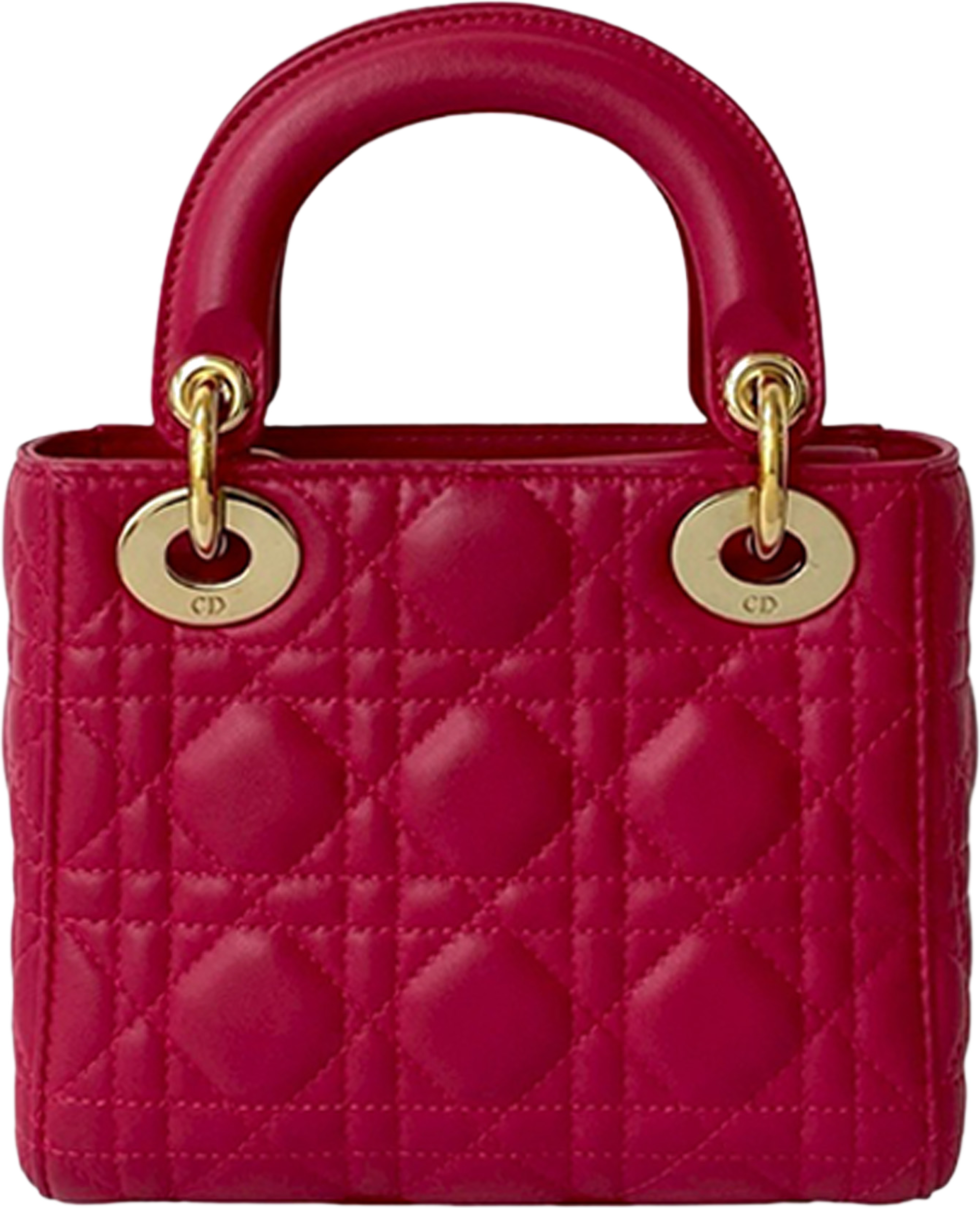 Dior Mini Lambskin Cannage Lady Dior, från Luxclusif, i färgen dark pink. Klicka för att öppna bilden i stort format