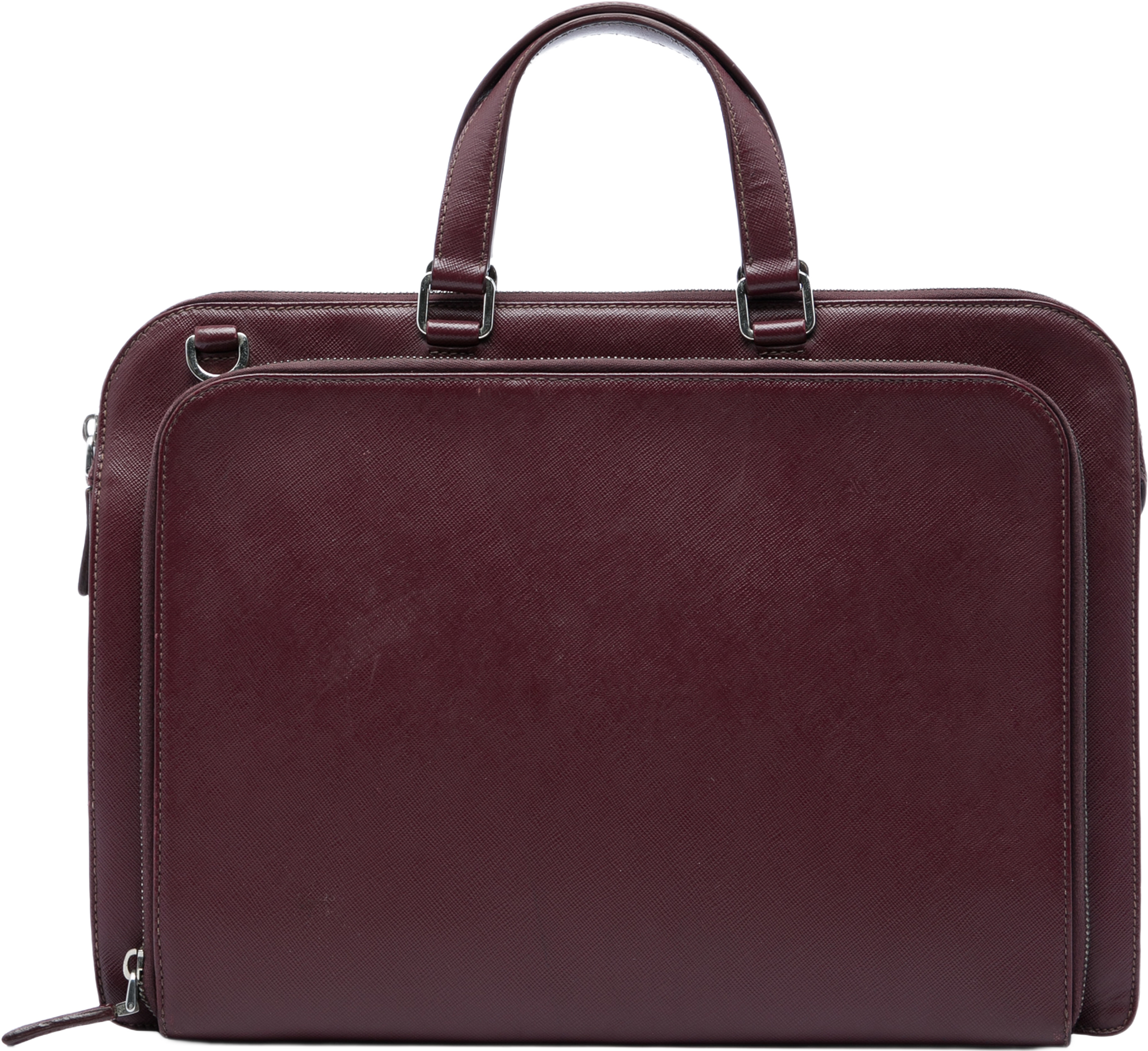 Prada Saffiano Business Bag, från Luxclusif, i färgen röd. Klicka för att öppna bilden i stort format