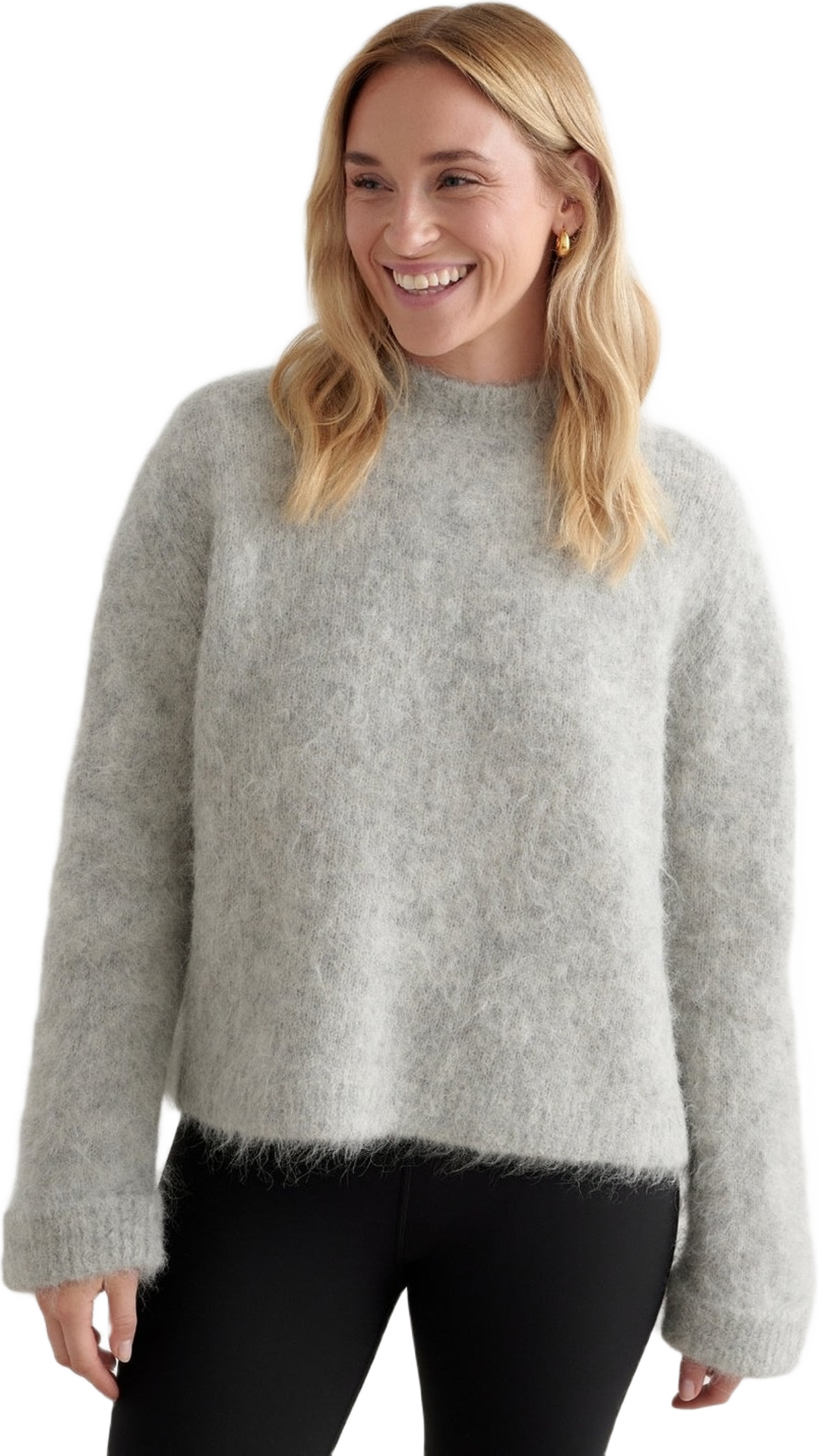 Grey Melange Alpaca Knit Sweater