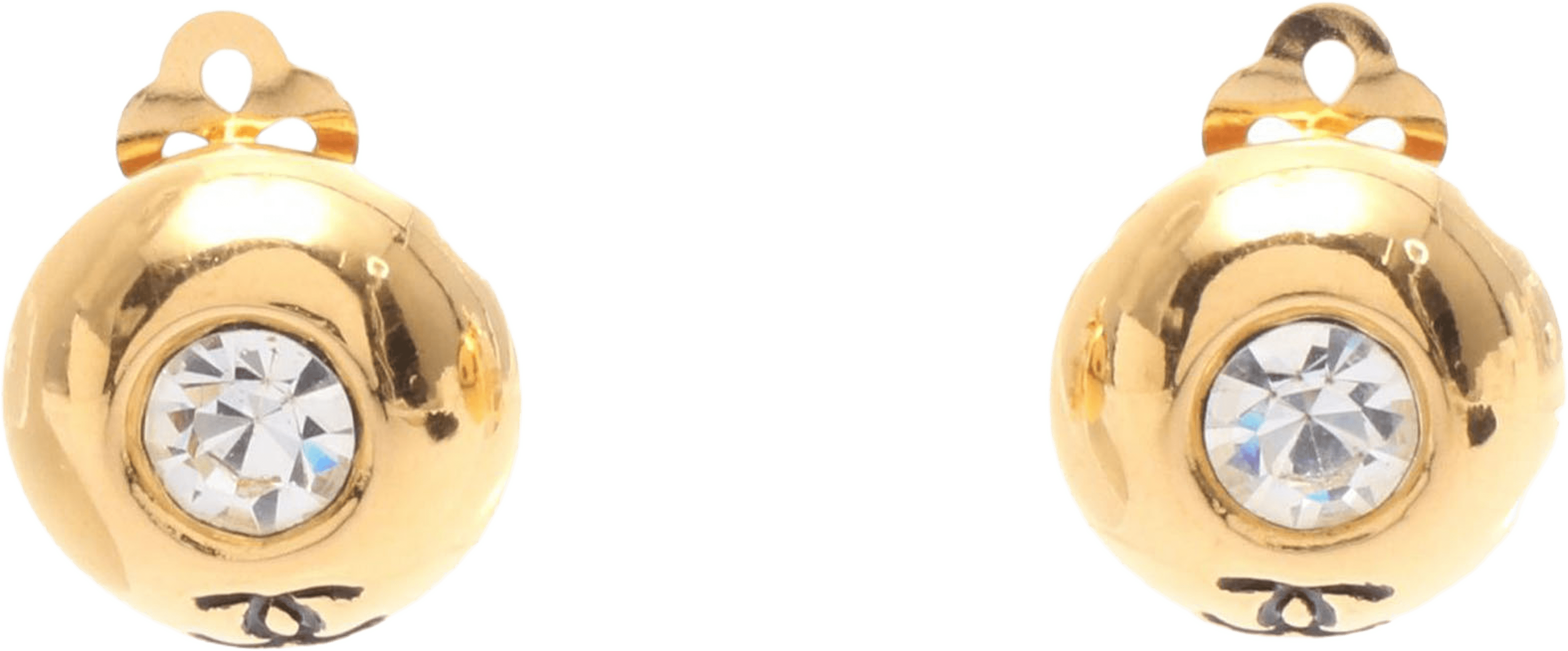 Chanel Cc Gold Plated And Strass Round Clip On Earrings, från Luxclusif, i färgen gold. Klicka för att öppna bilden i stort format