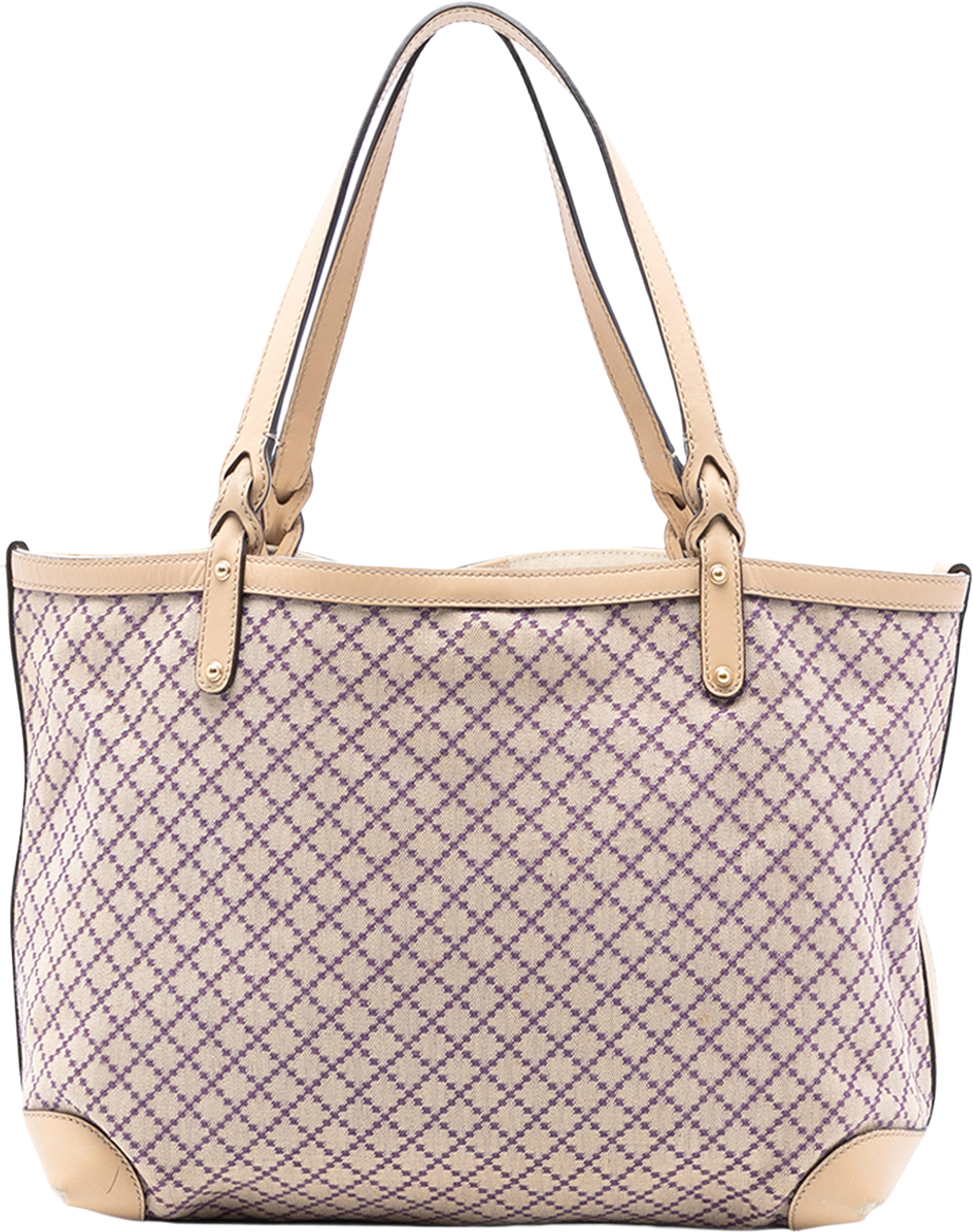 Gucci Medium Diamante Canvas Craft Tote, från Luxclusif, i färgen beige. Klicka för att öppna bilden i stort format