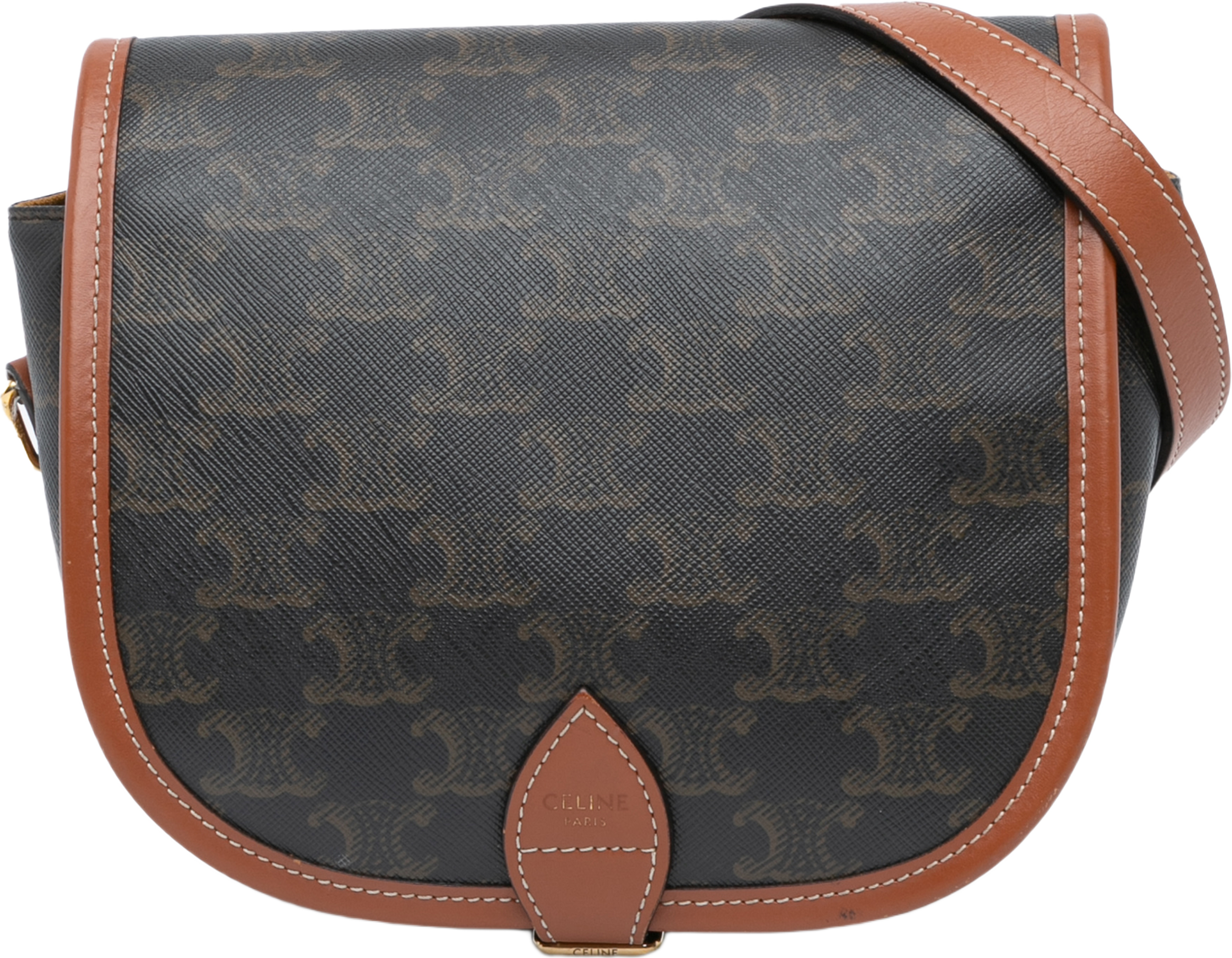Celine Medium Triomphe Coated Canvas Folco Crossbody
