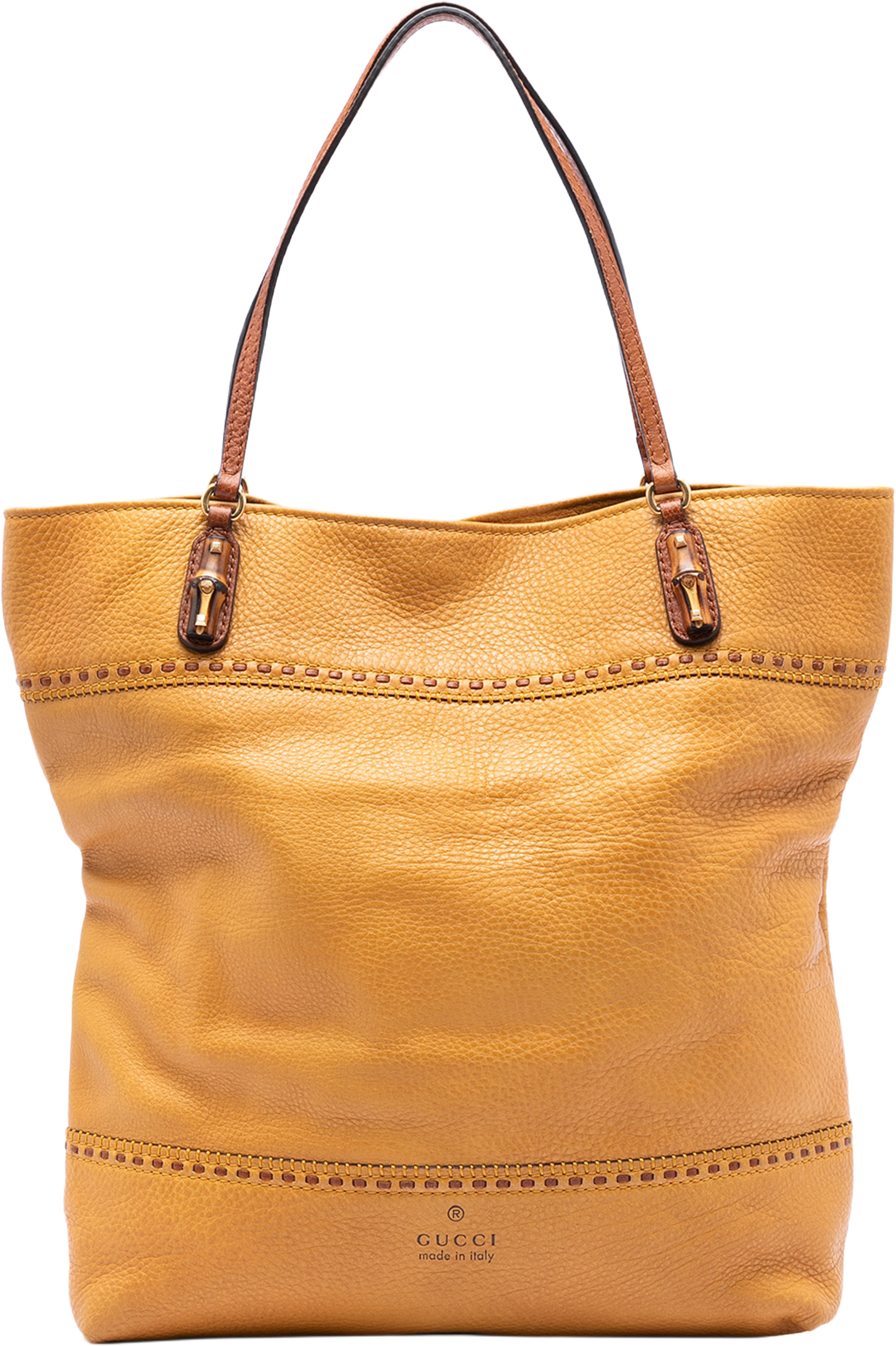 Gucci Large Calfskin Laidback Crafty Tote, från Luxclusif, i färgen caramel. Klicka för att öppna bilden i stort format