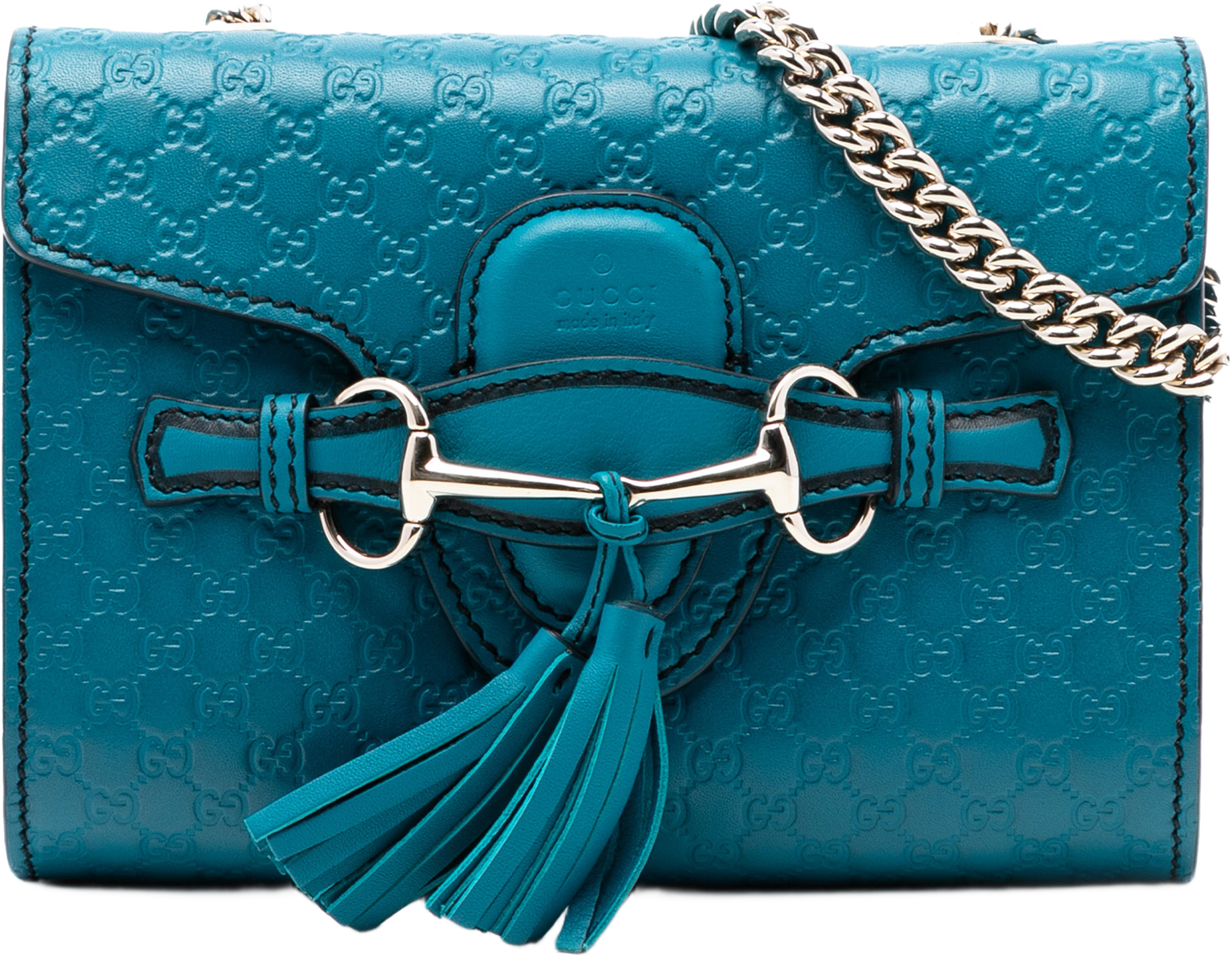 Gucci Mini Microguccissima Emily Crossbody, från Luxclusif, i färgen peacock. Klicka för att öppna bilden i stort format