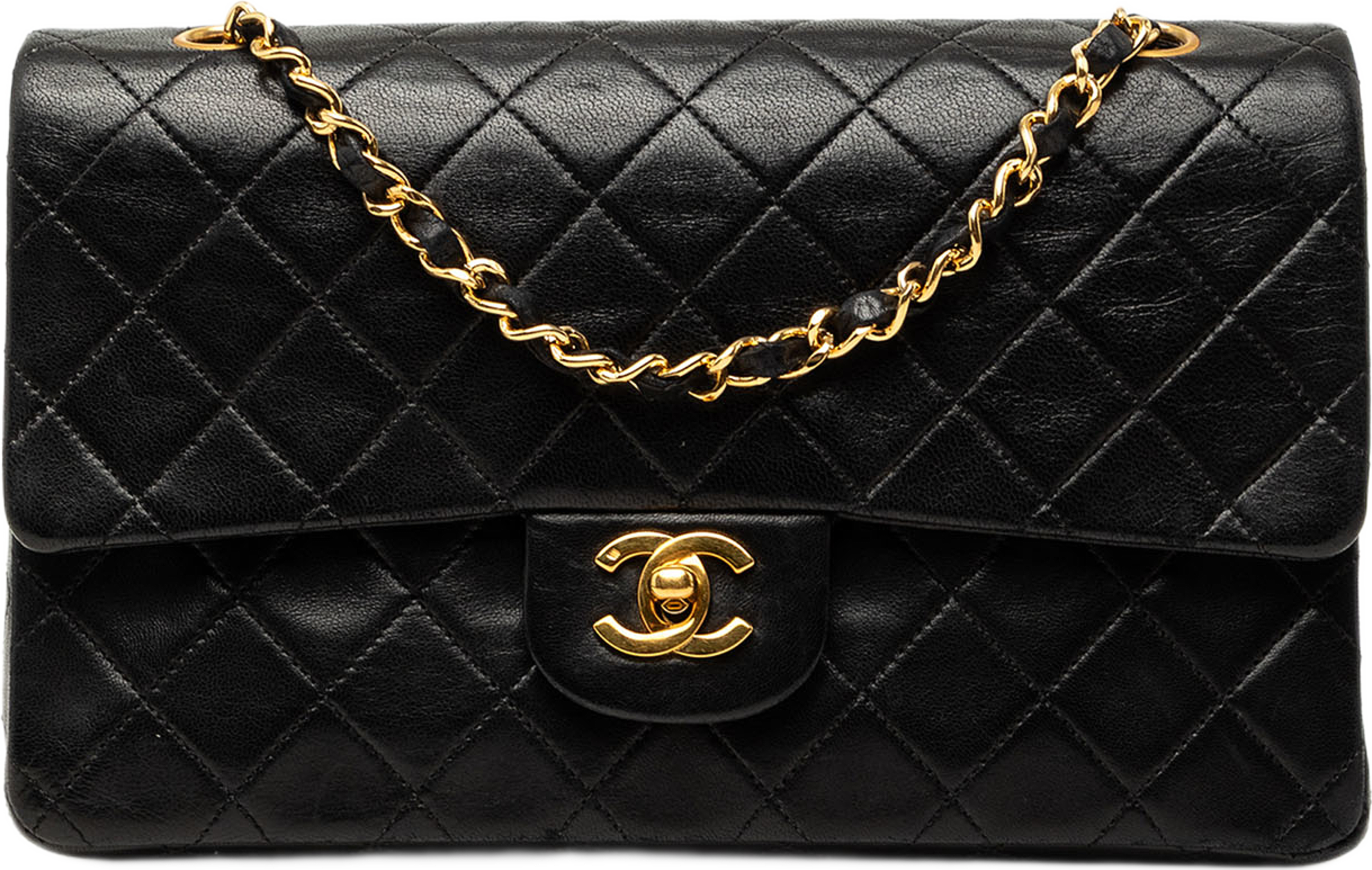 Chanel Medium Classic Lambskin Double Flap, från Luxclusif, i färgen svart. Klicka för att öppna bilden i stort format