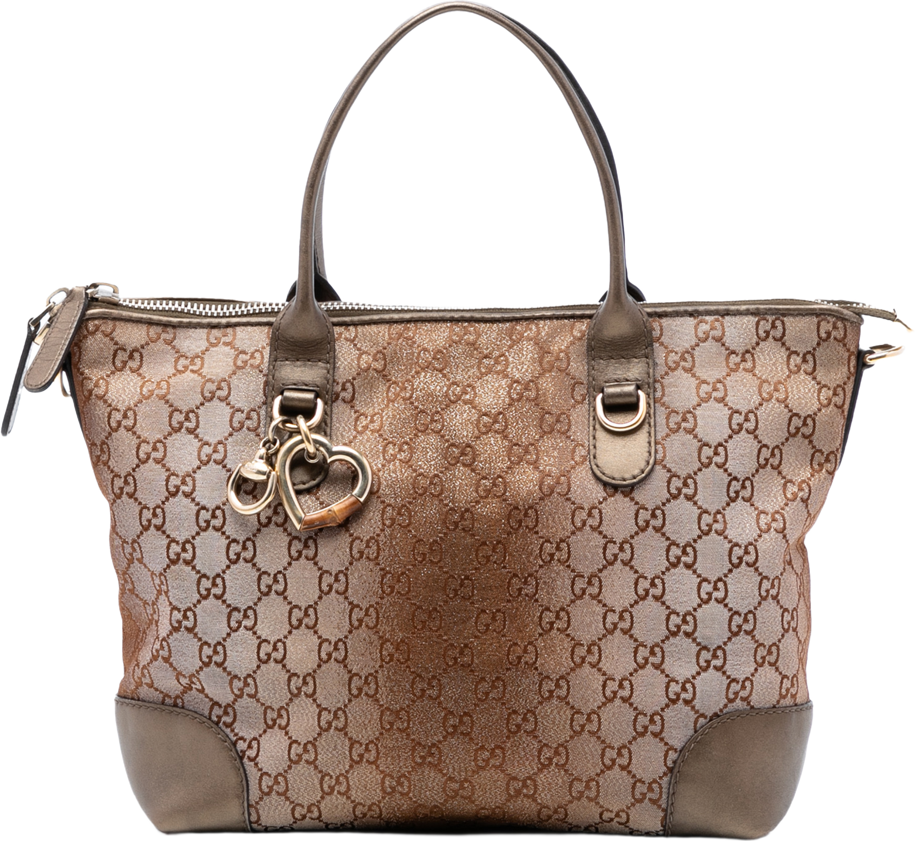 Gucci Gg Lurex Heart Bit Satchel, från Luxclusif, i färgen bronze. Klicka för att öppna bilden i stort format