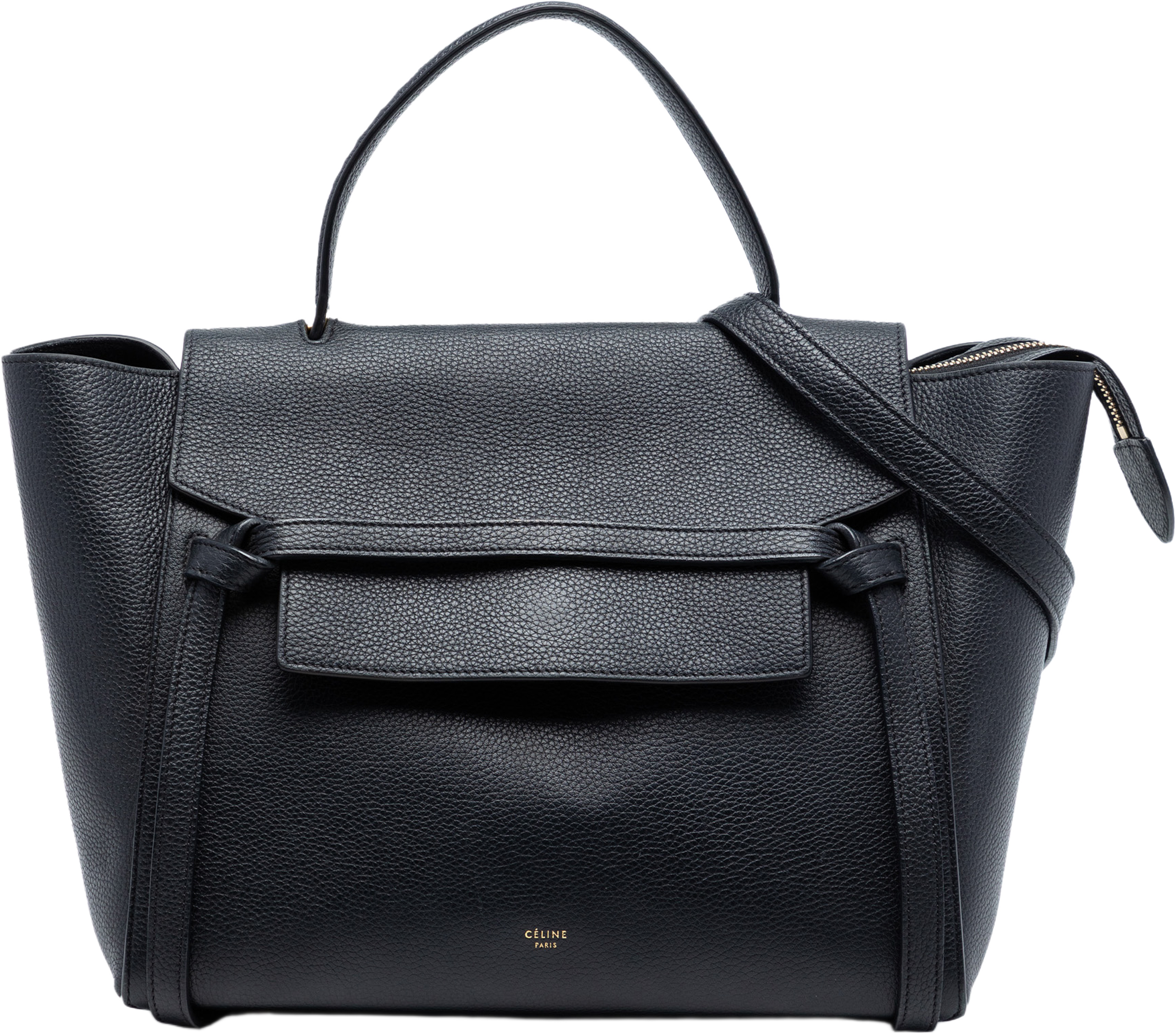 Celine Mini Grained Calfskin Belt Bag, från Luxclusif, i färgen black. Klicka för att öppna bilden i stort format