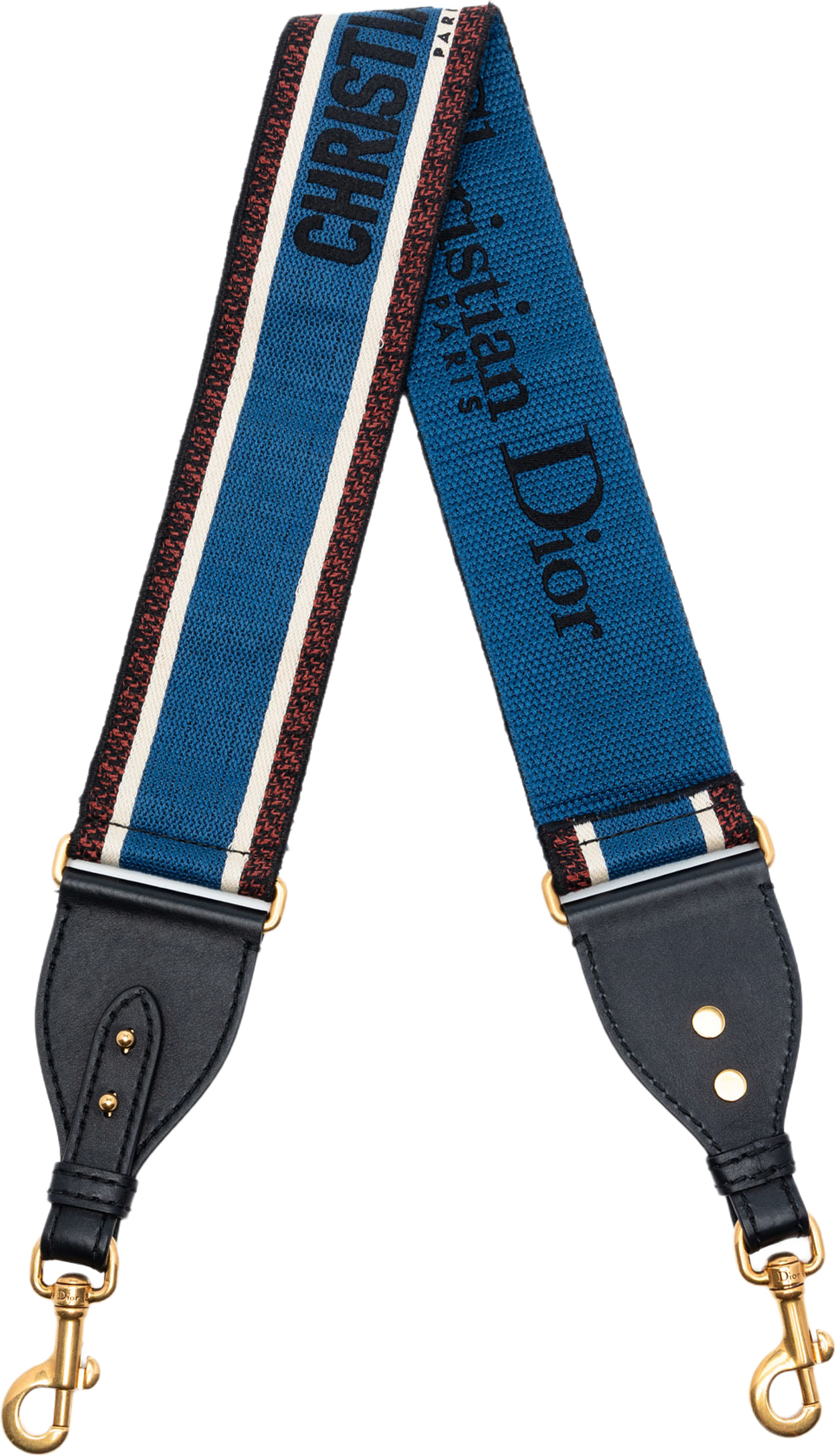 Dior Embroidered Canvas Bag Strap, från Luxclusif, i färgen blå. Klicka för att öppna bilden i stort format