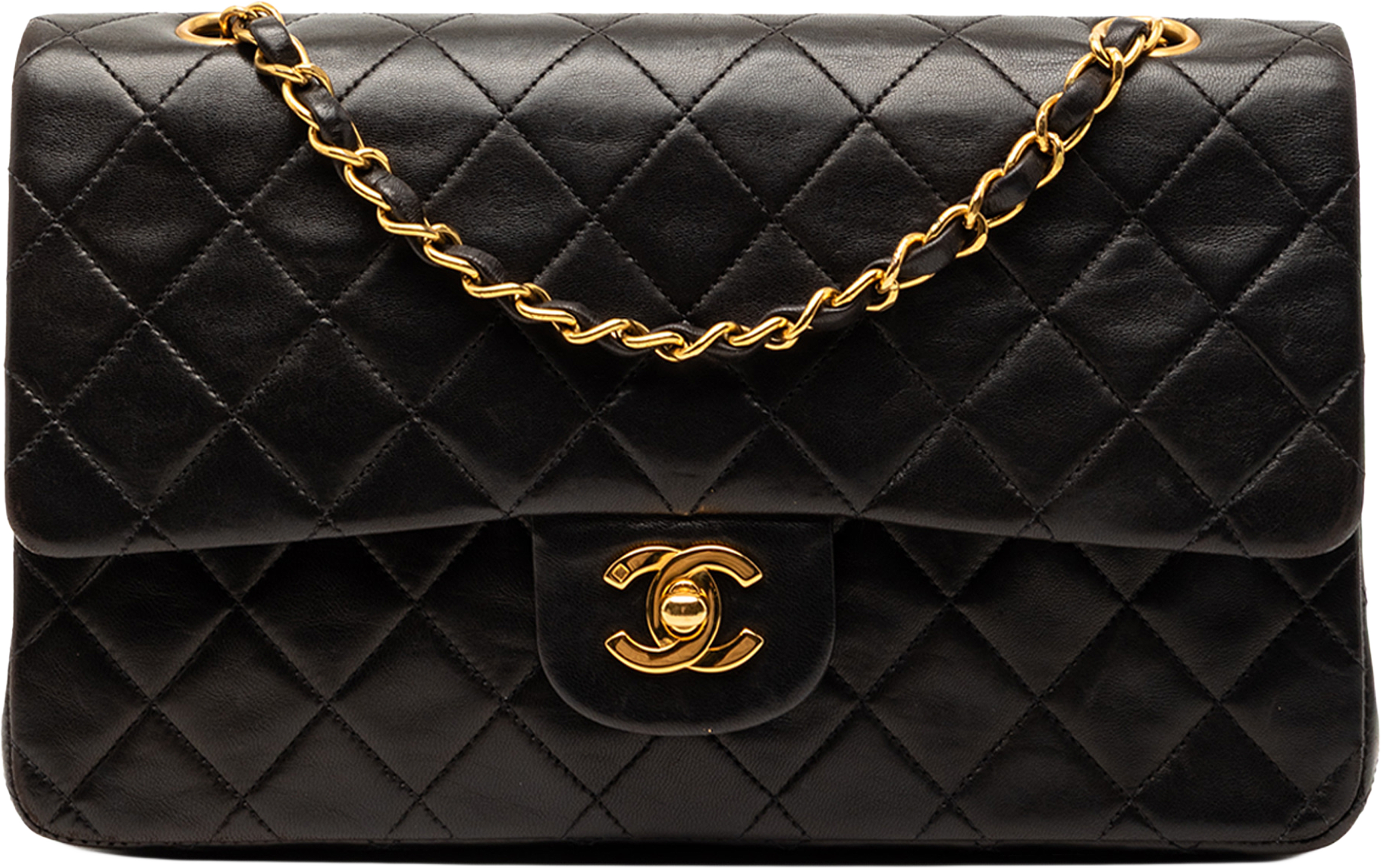 Chanel Medium Classic Lambskin Double Flap, från Luxclusif, i färgen black. Klicka för att öppna bilden i stort format