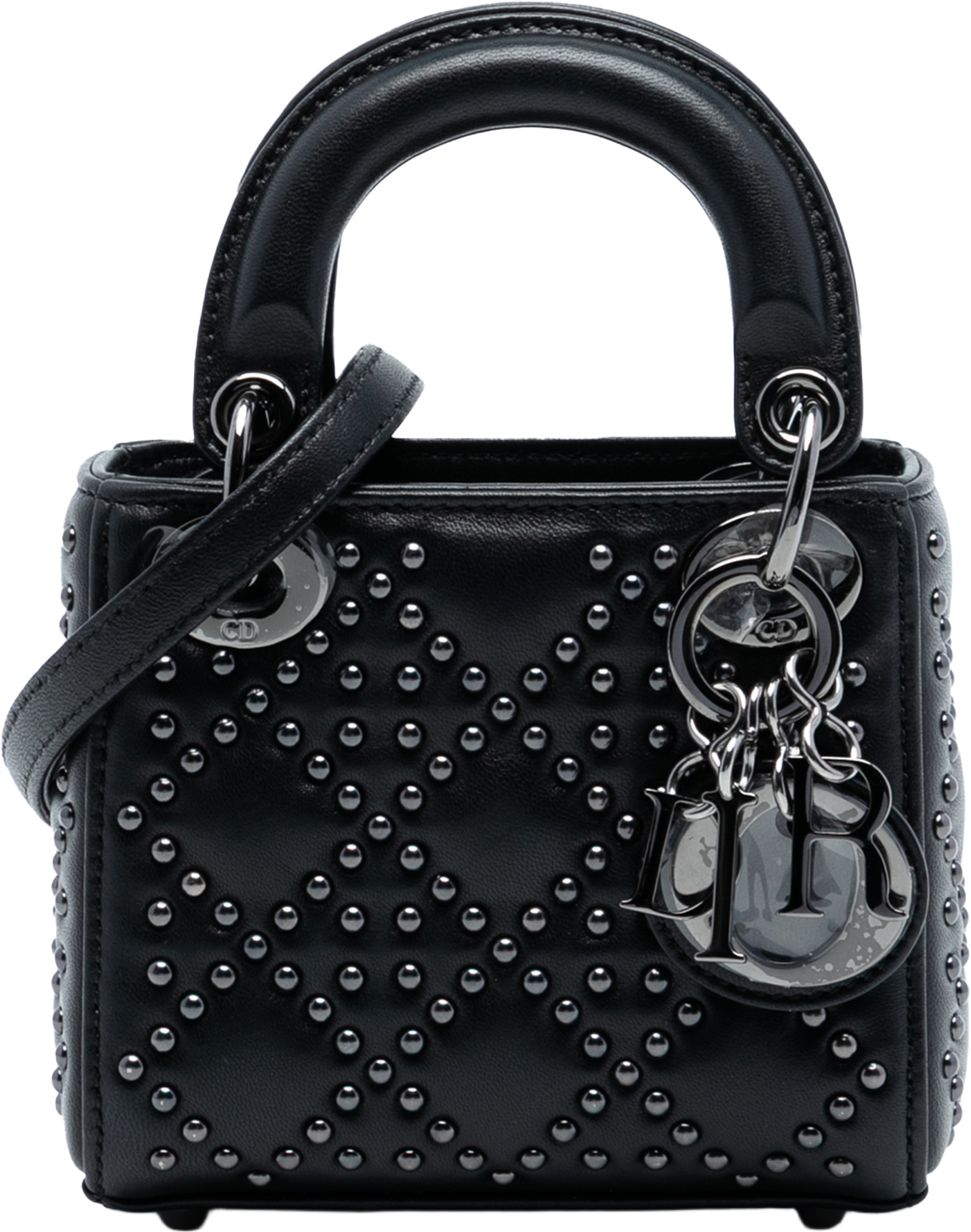 Dior Micro Lambskin Cannage Studded Supple Lady Dior, från Luxclusif, i färgen black. Klicka för att öppna bilden i stort format