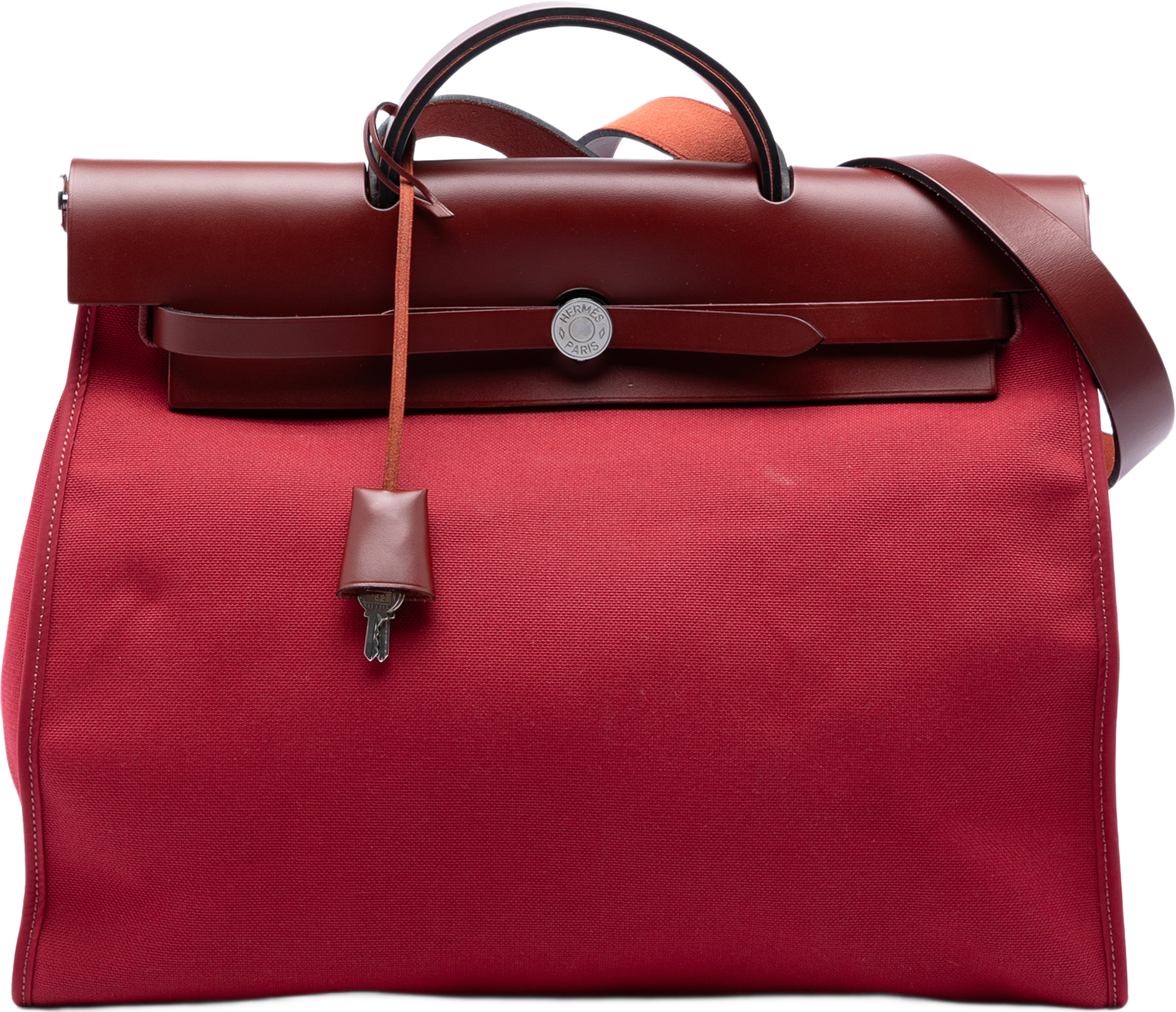 Hermès Toile Herbag Zip 39, från Luxclusif, i färgen red. Klicka för att öppna bilden i stort format