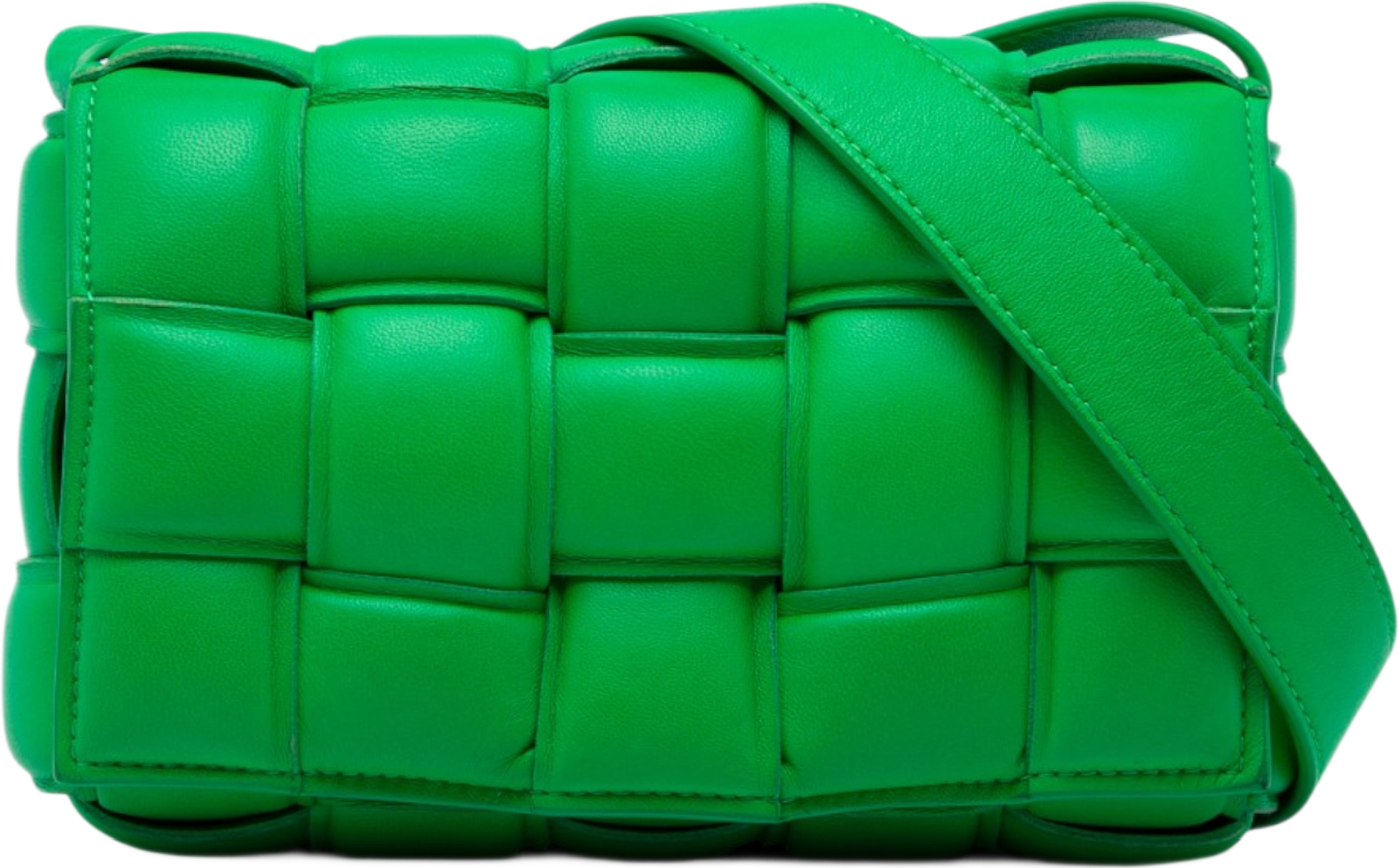 Bottega Veneta Small Nappa Intrecciato Padded Cassette Crossbody, från Luxclusif, i färgen grön. Klicka för att öppna bilden i stort format