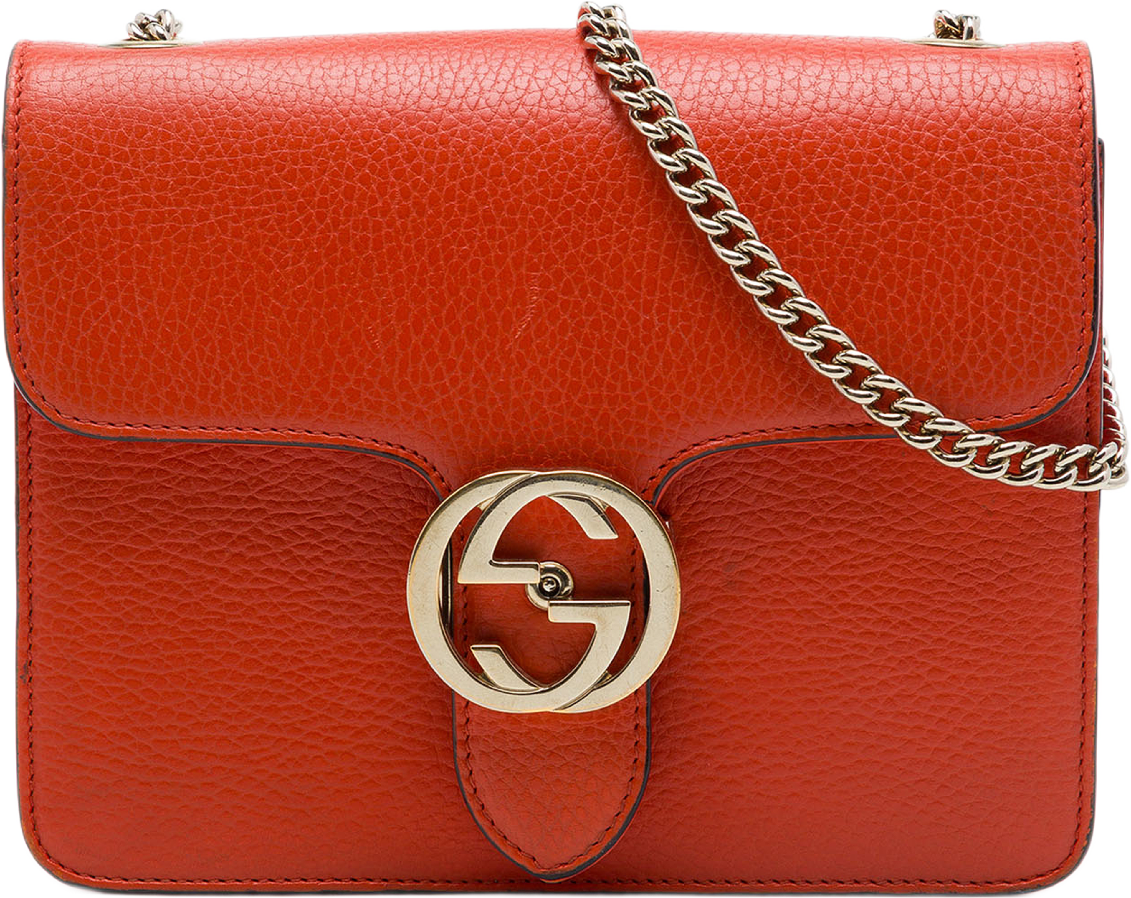 Gucci Small Dollar Calfskin Interlocking G Crossbody, från Luxclusif, i färgen orange. Klicka för att öppna bilden i stort format