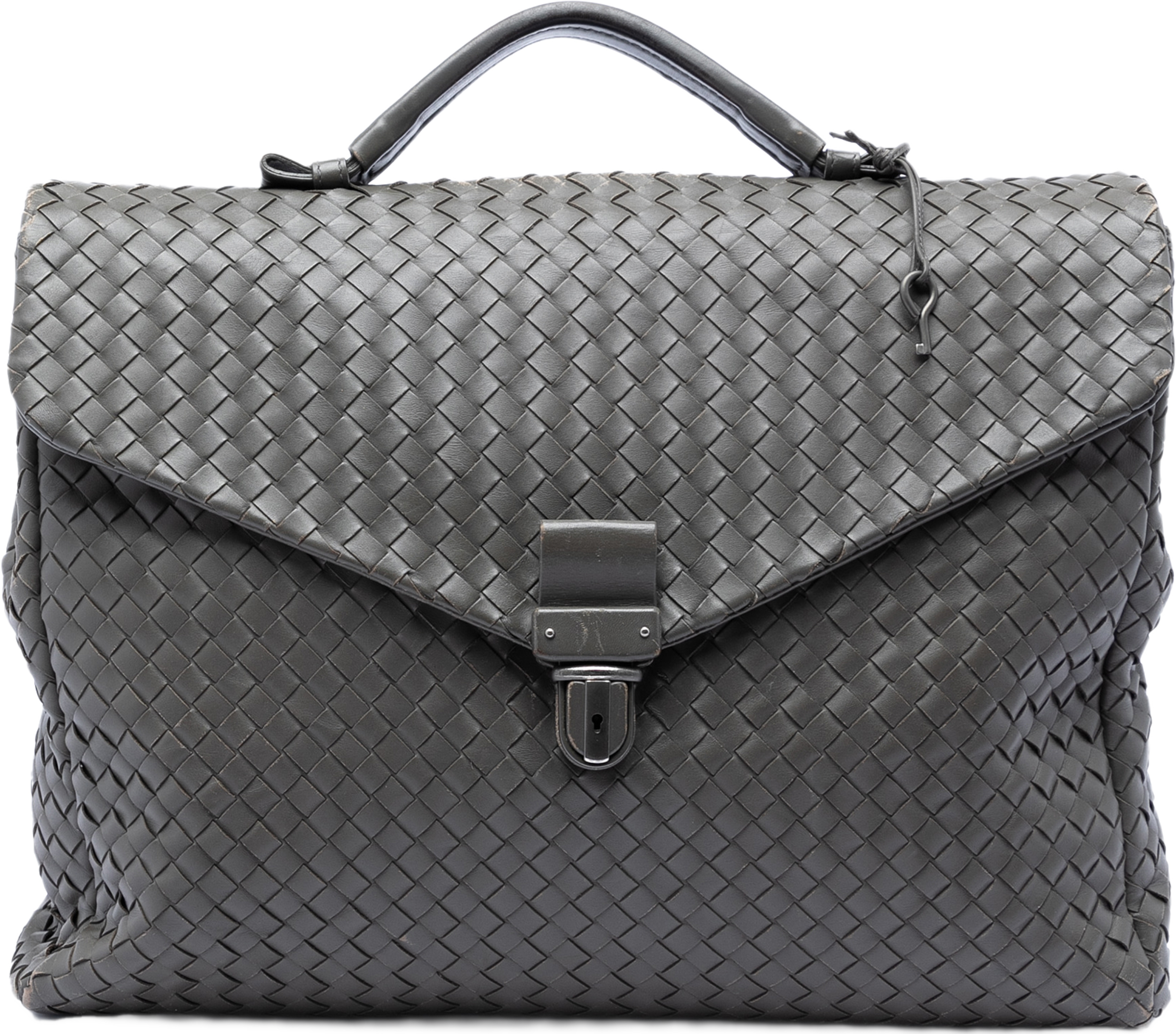 Bottega Veneta Nappa Intrecciato Briefcase, från Luxclusif, i färgen dark gray. Klicka för att öppna bilden i stort format