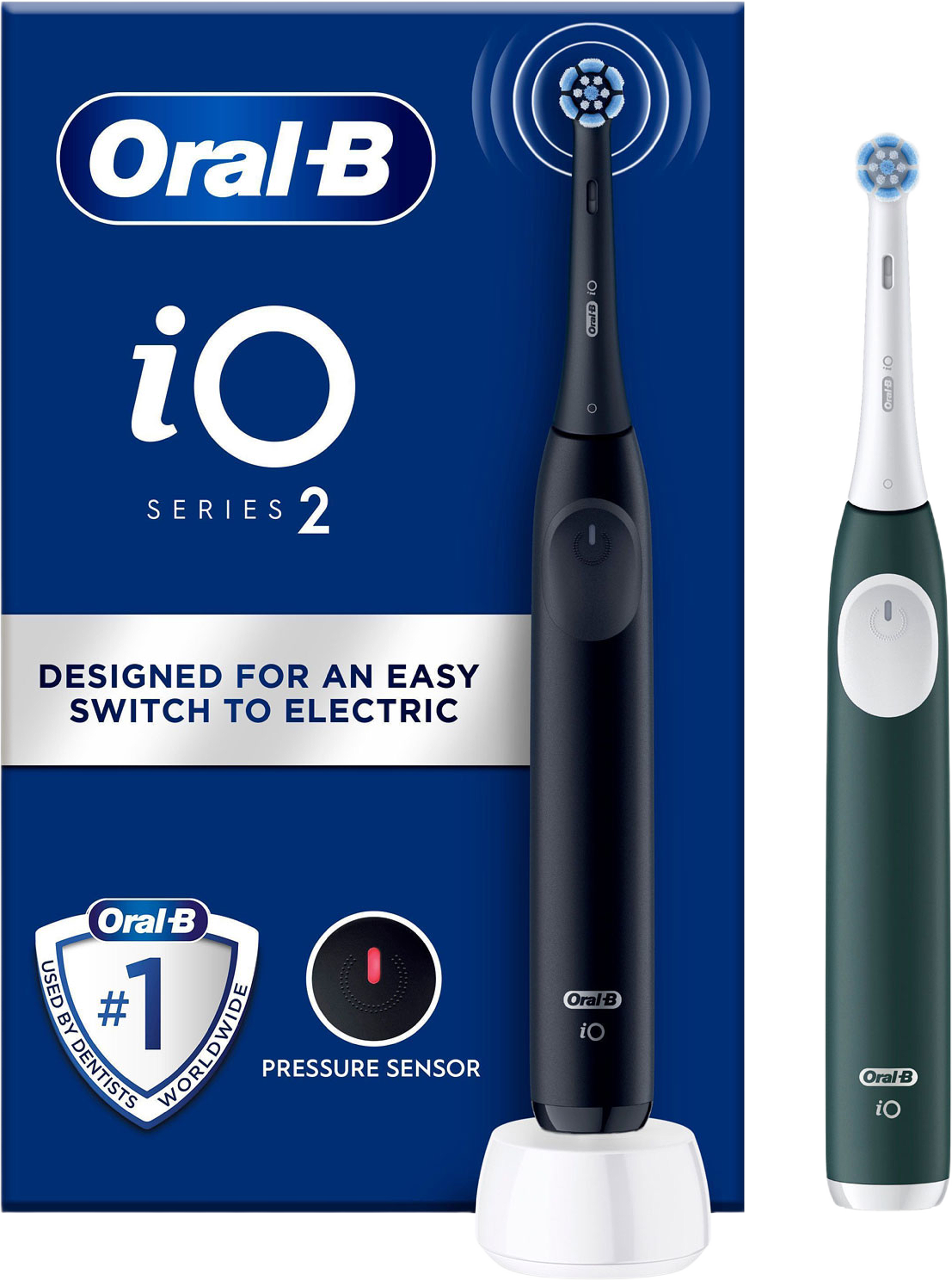 Eltandborste Io2 Series Duo Night Black / Forest Green, från Oral-B, i färgen night black / forest green. Klicka för att öppna bilden i stort format