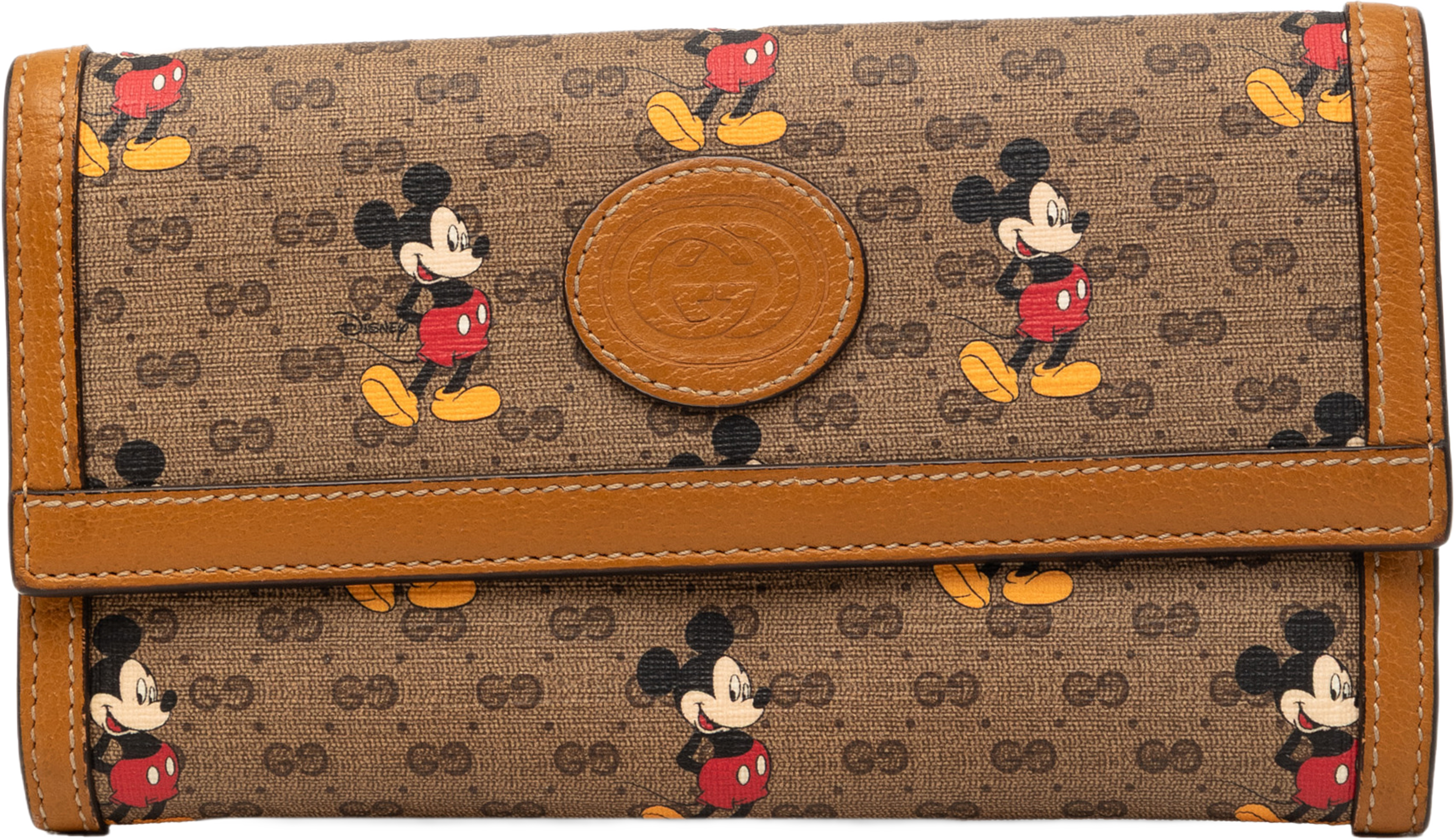 Gucci Disney Micro Gg Supreme Mickey Mouse Continental Wallet, från Luxclusif, i färgen light brown. Klicka för att öppna bilden i stort format