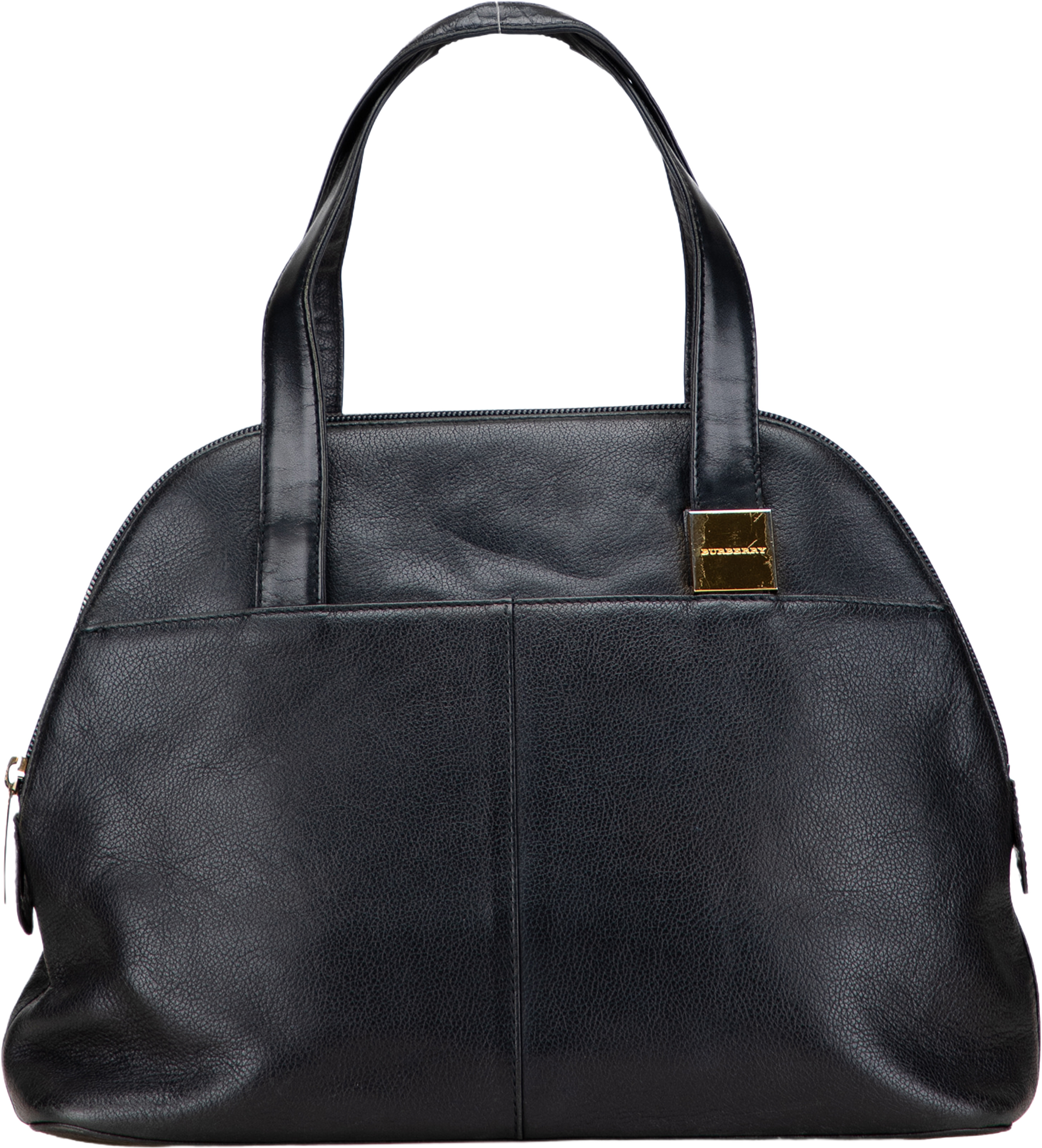 Burberry Leather Dome Handbag, från Luxclusif, i färgen black. Klicka för att öppna bilden i stort format