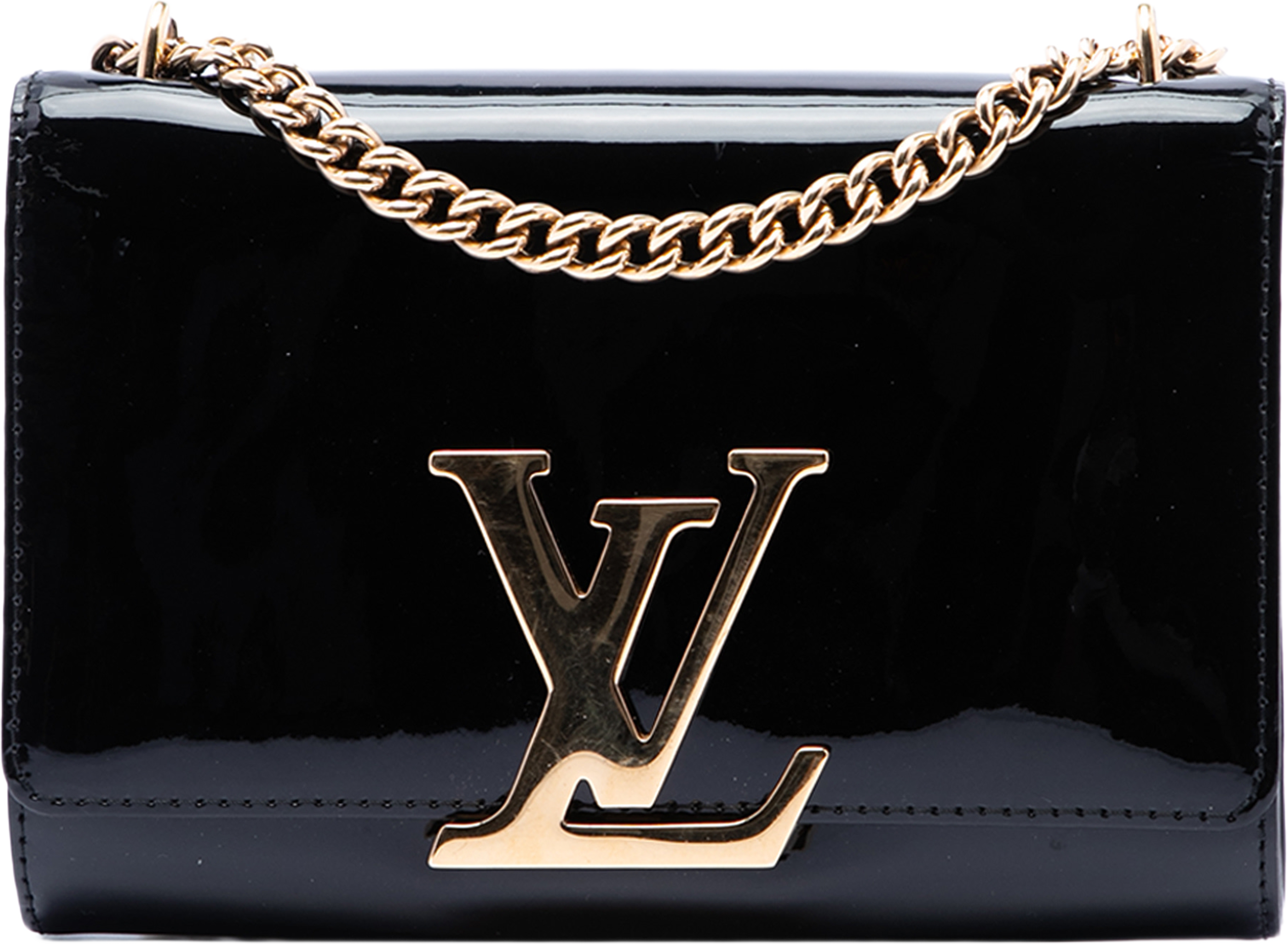 Louis Vuitton Vernis Louise Sliding Chain Mm, från Luxclusif, i färgen svart. Klicka för att öppna bilden i stort format