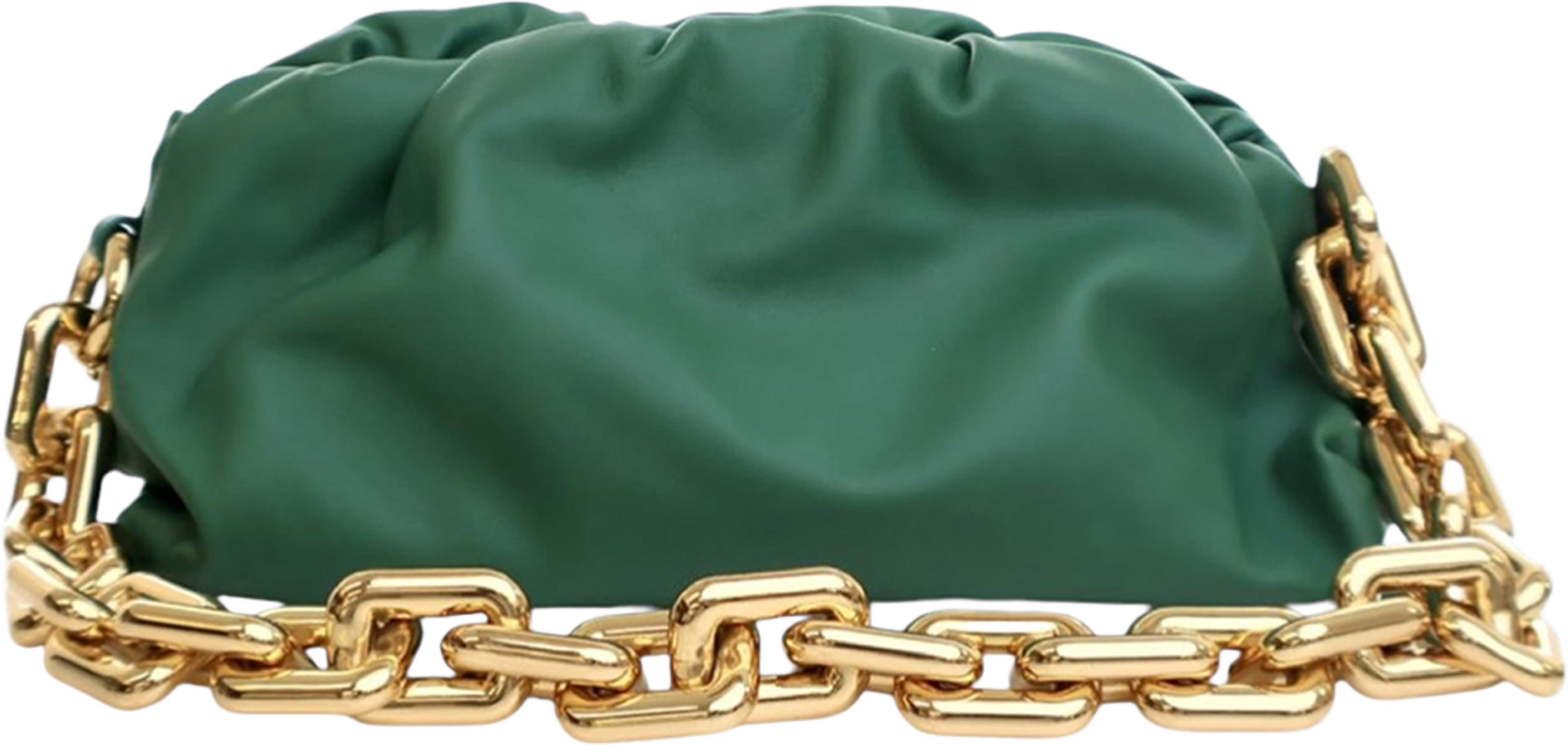 Bottega Veneta Lambskin Chain Pouch, från Luxclusif, i färgen green. Klicka för att öppna bilden i stort format