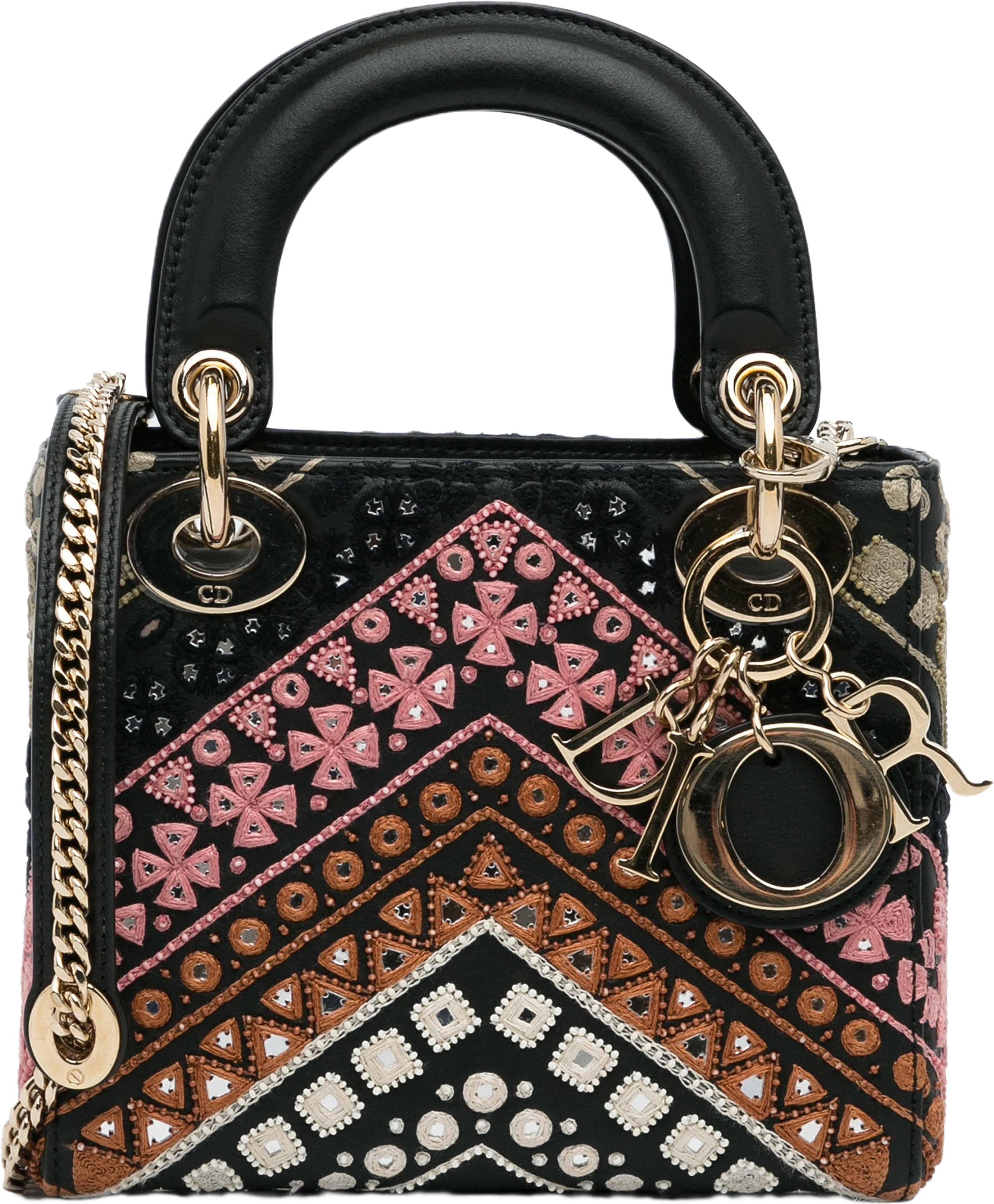 Dior Mini Calfskin Embroidered Lady Dior