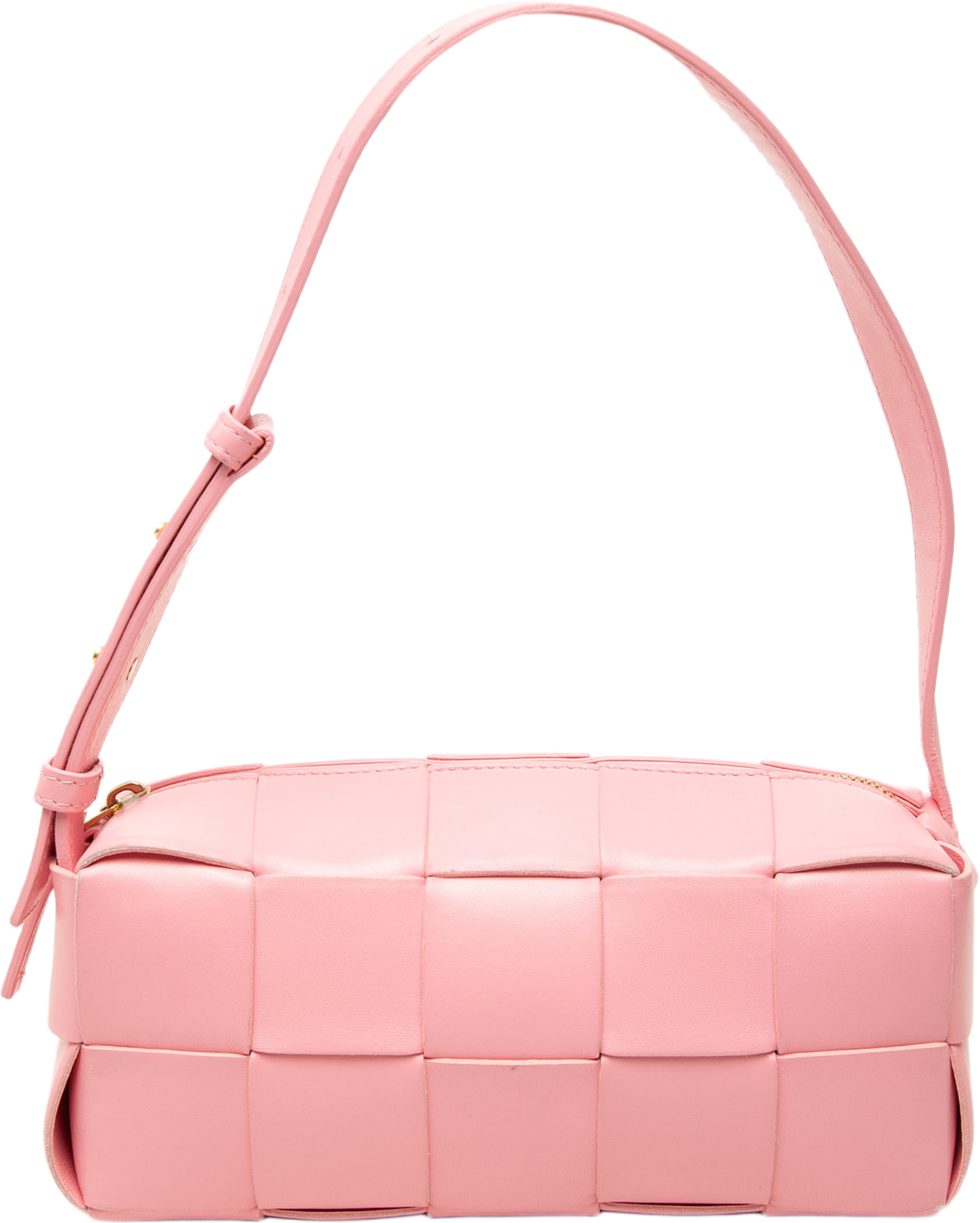 Bottega Veneta Small Lambskin Intrecciato Brick Cassette, från Luxclusif, i färgen rosa. Klicka för att öppna bilden i stort format