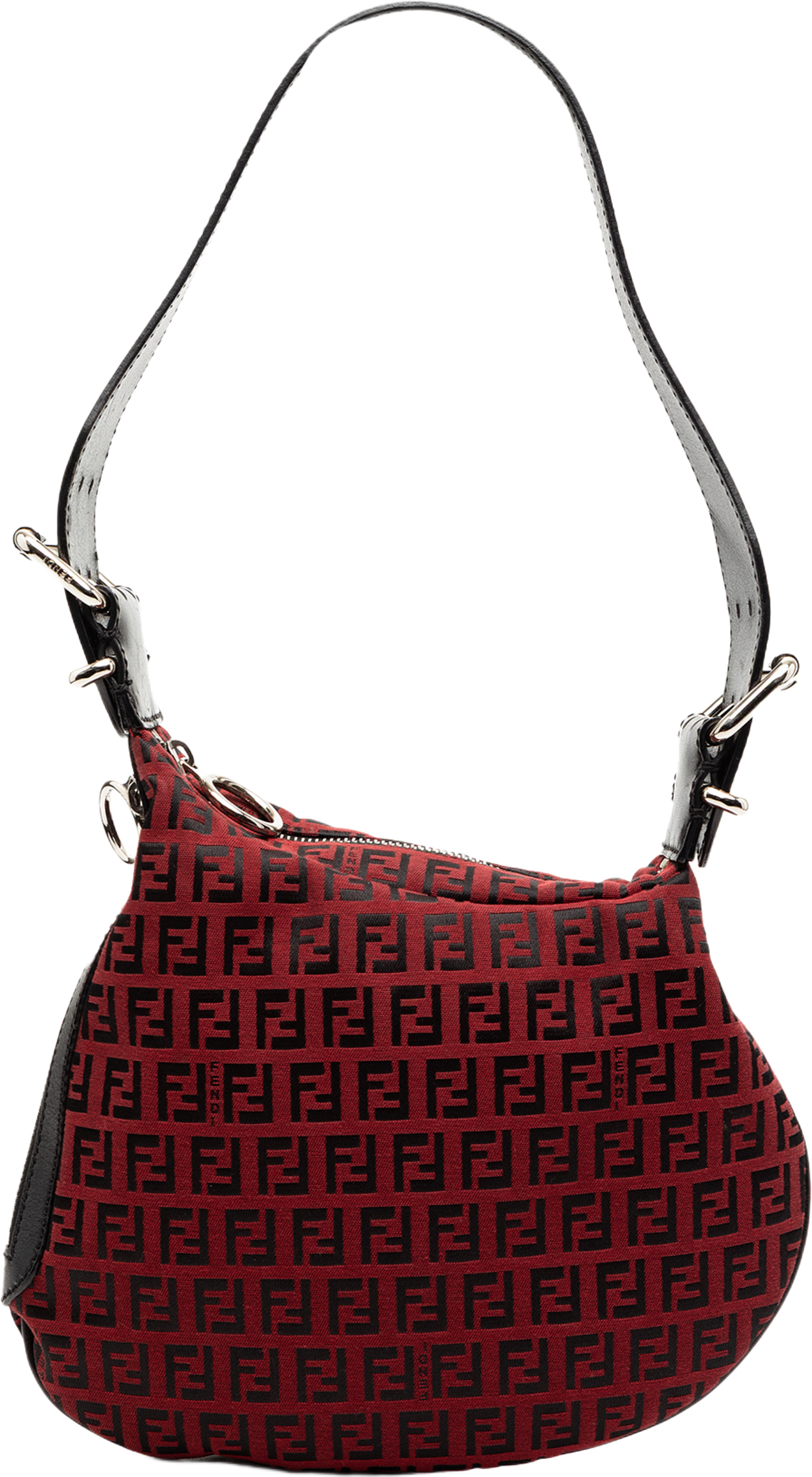 Fendi Zucchino Canvas Oyster Hobo, från Luxclusif, i färgen dark red. Klicka för att öppna bilden i stort format